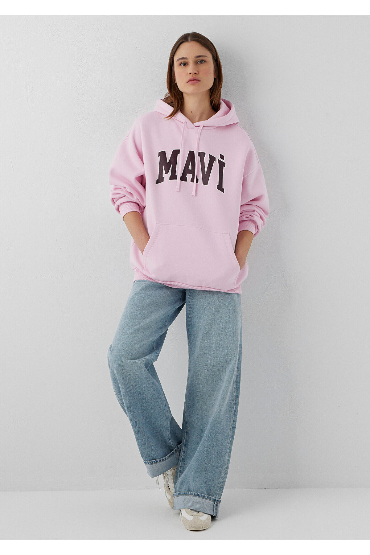 Mavi Logo Baskılı Kapüşonlu Pembe Sweatshirt 1600361-86959 görsel 3