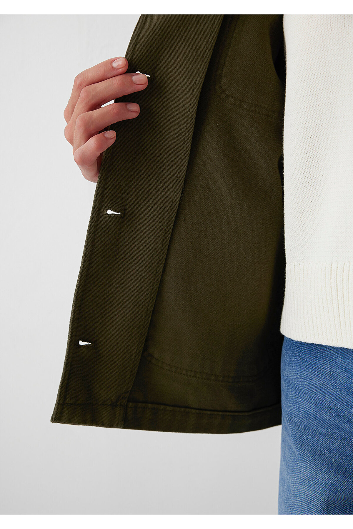Mavi Yaka Detaylı Haki Ceket Loose Fit / Bol Rahat Kesim 1110909-71544 görsel 8