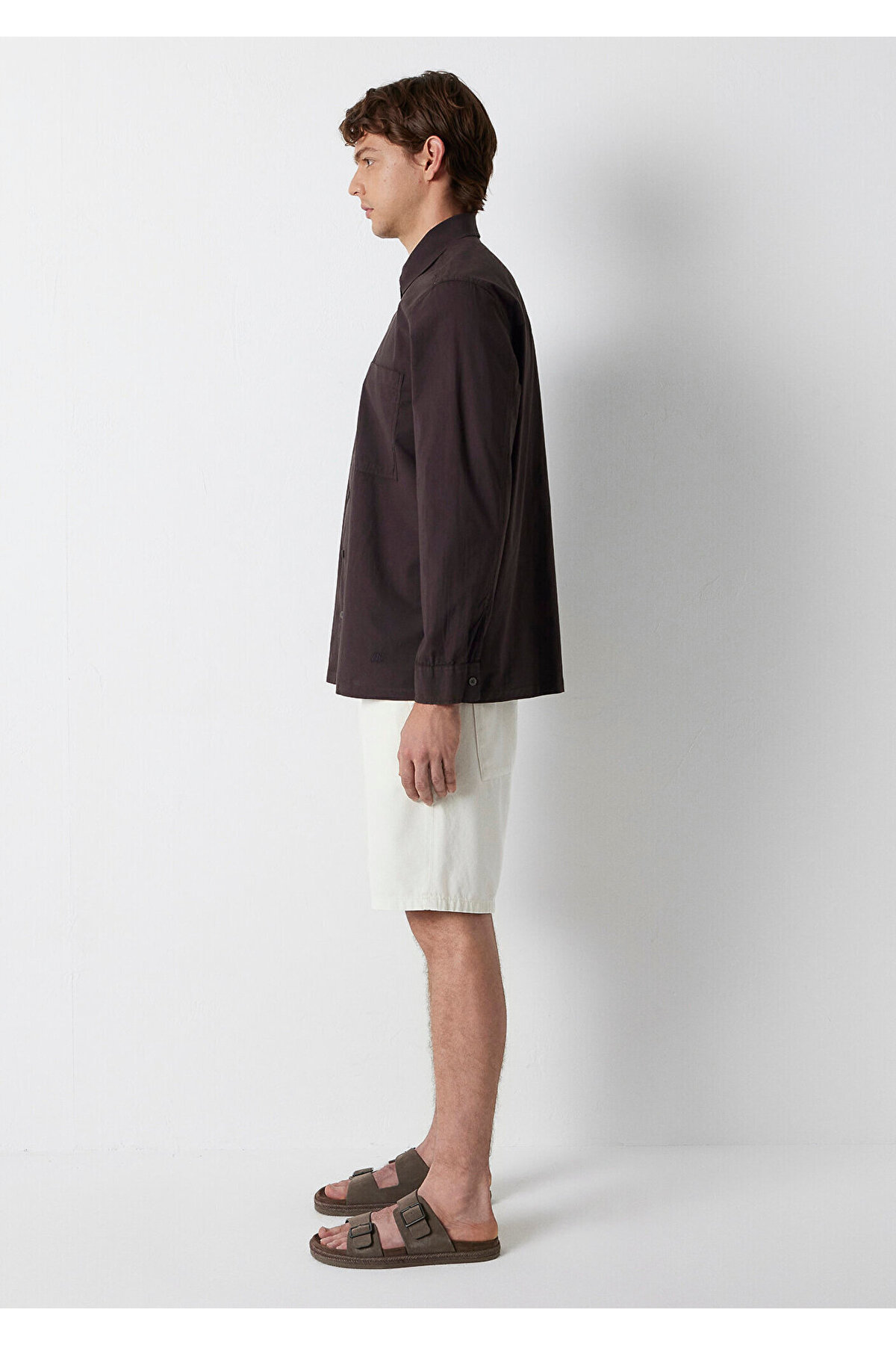 Mavi M Nakış DetaylıKahverengi Gömlek Loose Fit / Bol Rahat Kesim 0212140-70220 görsel 4
