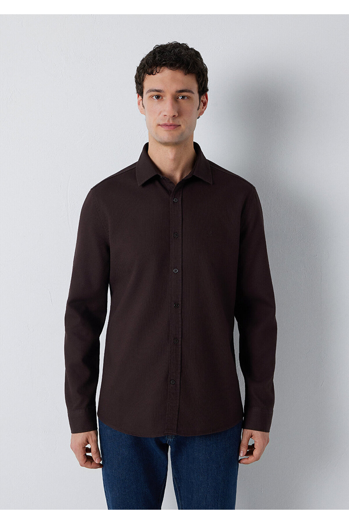 Mavi Kahverengi Gömlek Slim Fit / Dar Kesim 0211656-90704 görsel 3