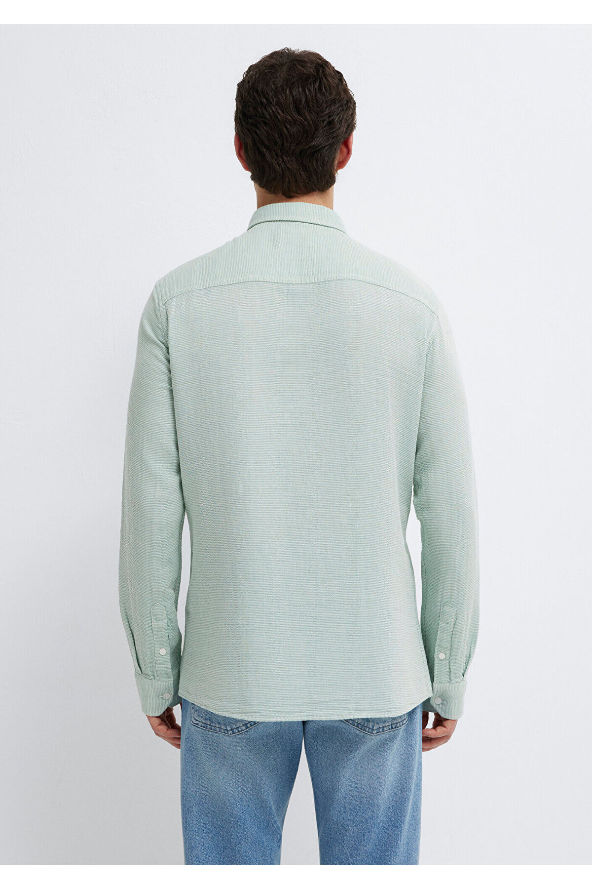 Mavi Mühür Logo Nakışlı Yeşil Gömlek Slim Fit / Dar Kesim 0211899-71909 görsel 5