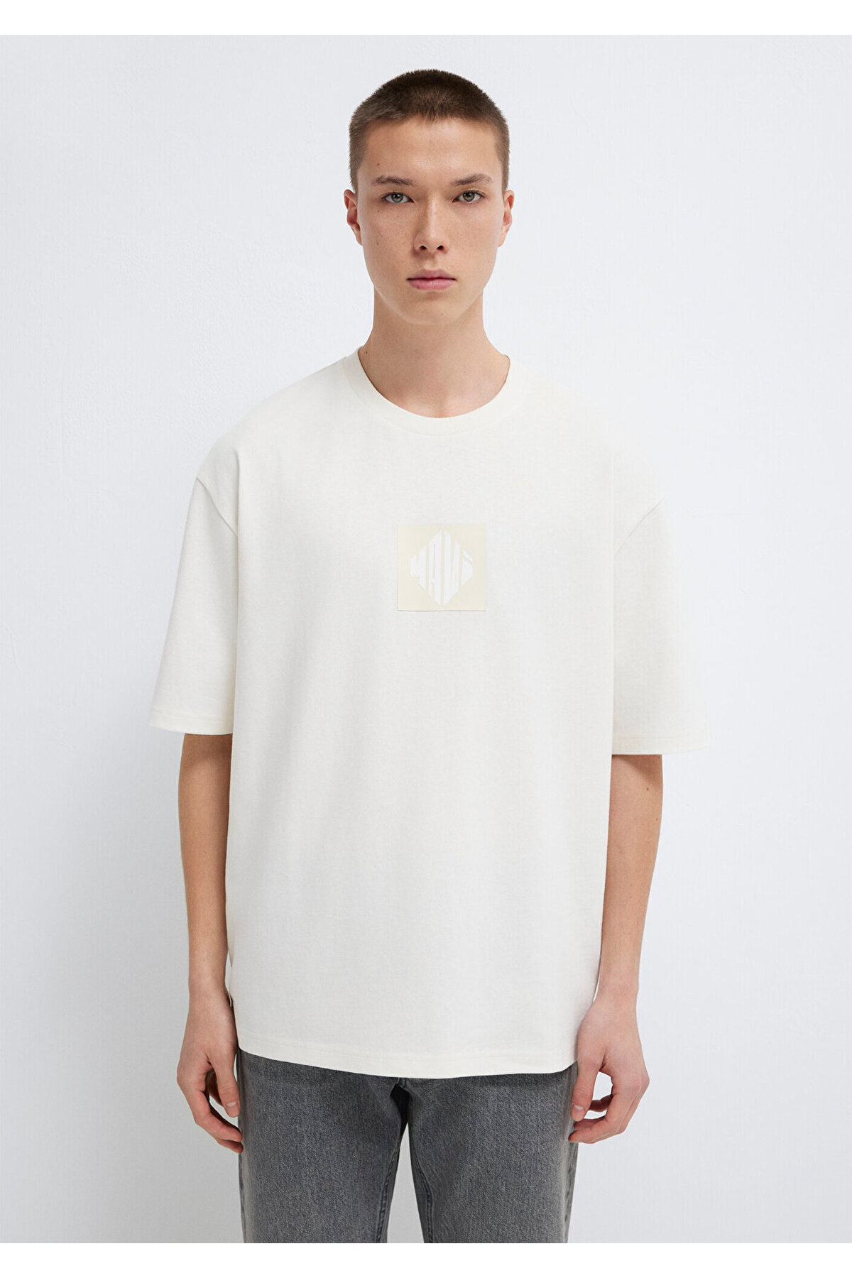 Mavi Logo Baskılı Ekru Tişört Relaxed Fit / Rahat Kesim 0613148-70057 görsel 3