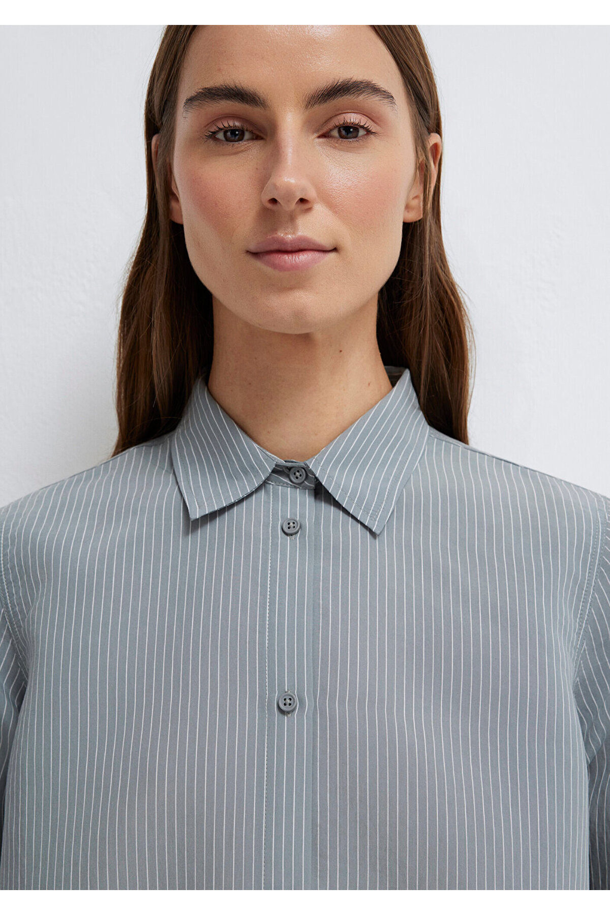Mavi Çizgili (TENCEL™) Liyosel Karışımlı Gömlek Regular Fit / Normal Kesim 1211374-88069 görsel 7