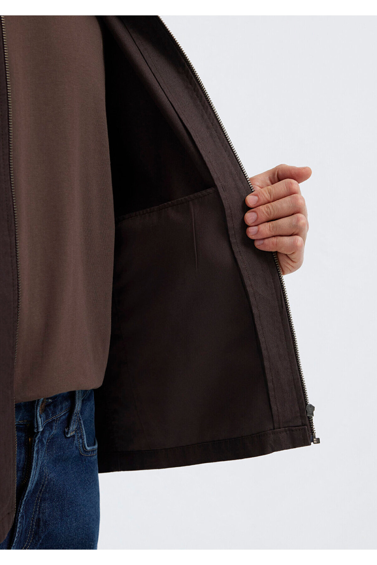 Mavi Kahverengi İnce Ceket Loose Fit / Bol Rahat Kesim 0212059-88615 görsel 8