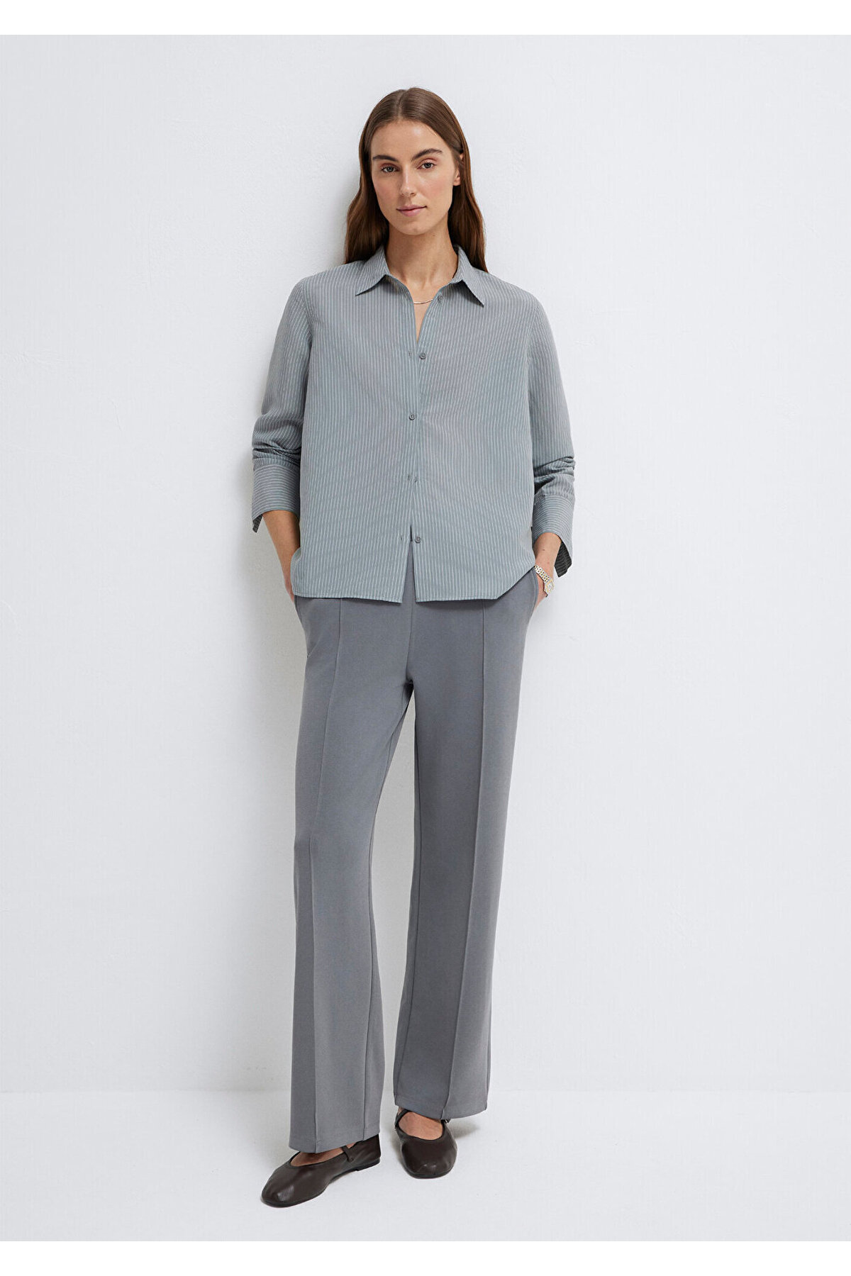 Mavi Çizgili (TENCEL™) Liyosel Karışımlı Gömlek Regular Fit / Normal Kesim 1211374-88069 görsel 2