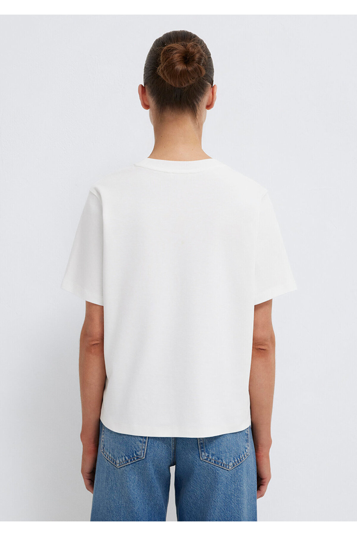 Mavi Ekru Basic İnterlok Tişört Loose Fit / Bol Rahat Kesim 1613820-70057 görsel 5