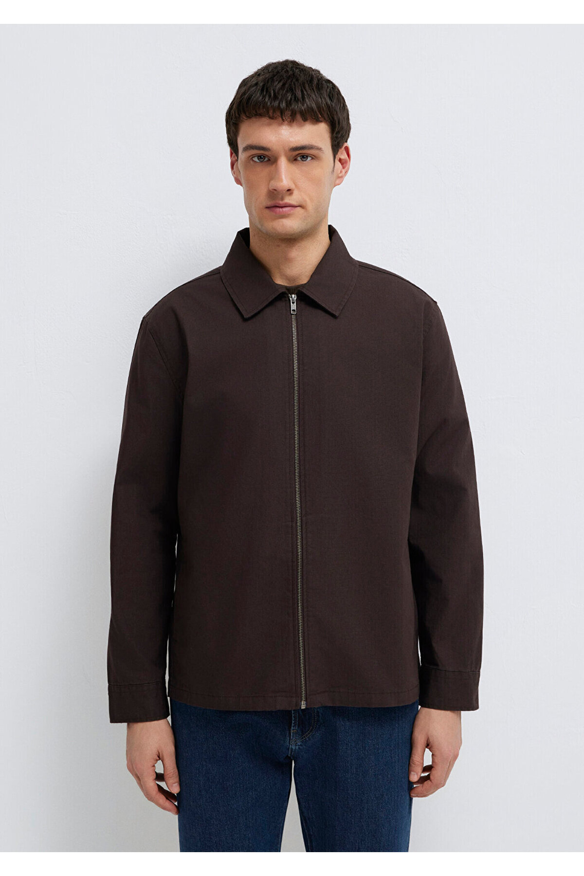Mavi Kahverengi İnce Ceket Loose Fit / Bol Rahat Kesim 0212059-88615 görsel 4
