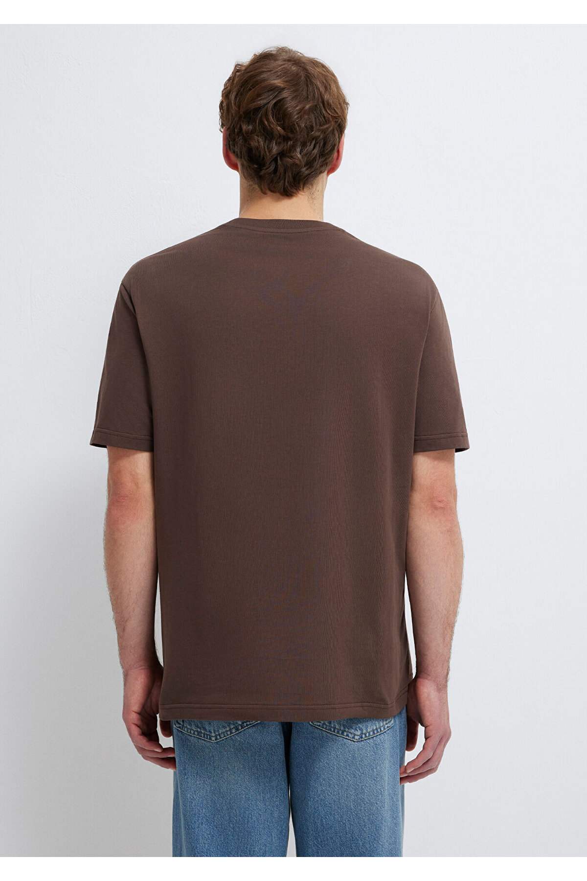 Mavi Logo İşlemeli Kahverengi Basic Tişört Loose Fit / Bol Rahat Kesim 067074-70251 görsel 6