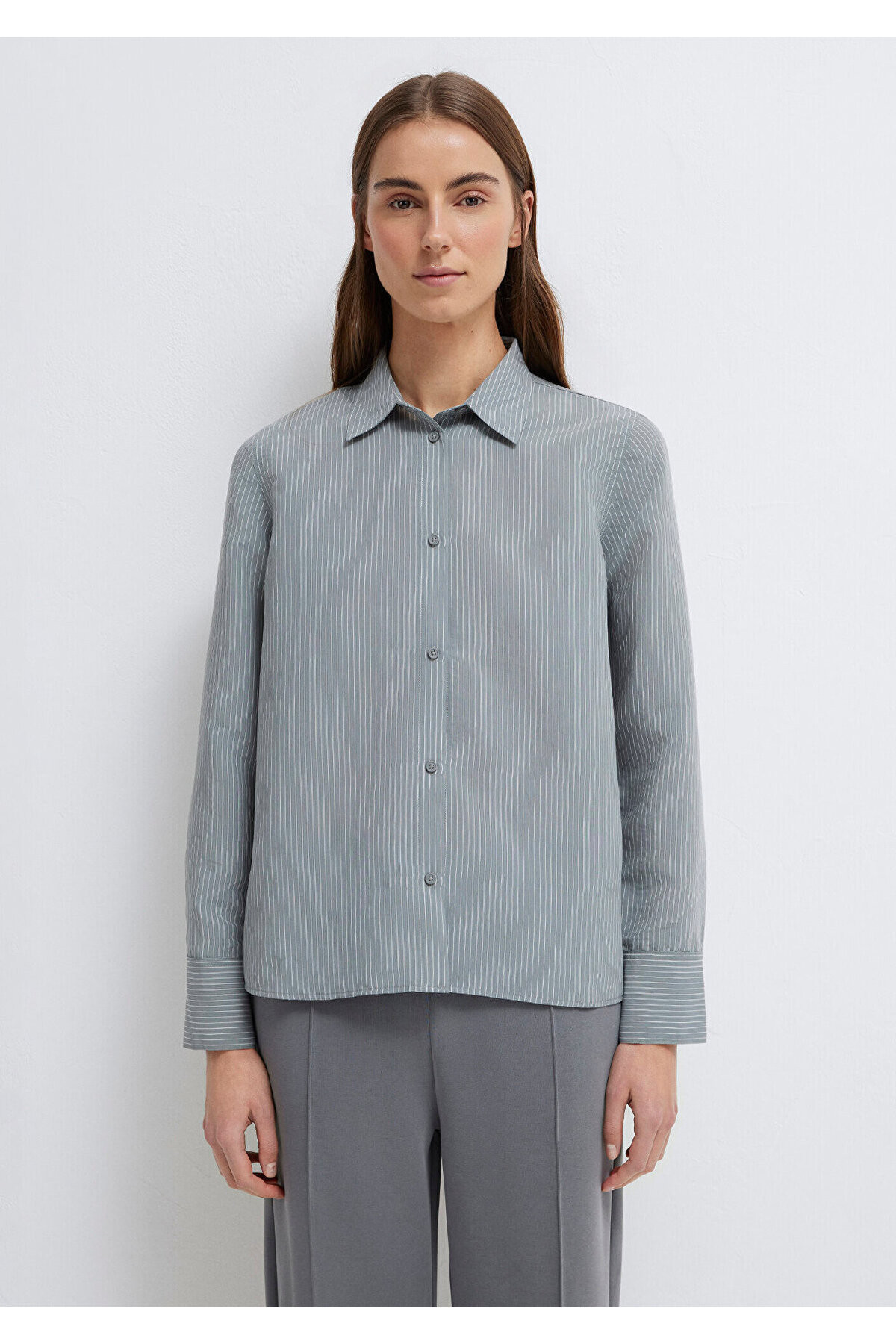 Mavi Çizgili (TENCEL™) Liyosel Karışımlı Gömlek Regular Fit / Normal Kesim 1211374-88069 görsel 4