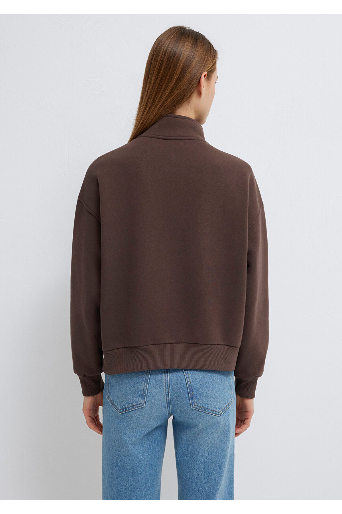 Mavi MVJNS Nakışlı Yarı Fermuarlı Kahverengi Sweatshirt 1S10533-71603 görsel 6