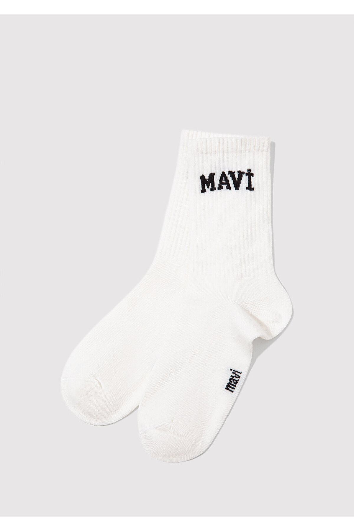 Mavi Logo Baskılı Beyaz Soket Çorap 1912726-23248