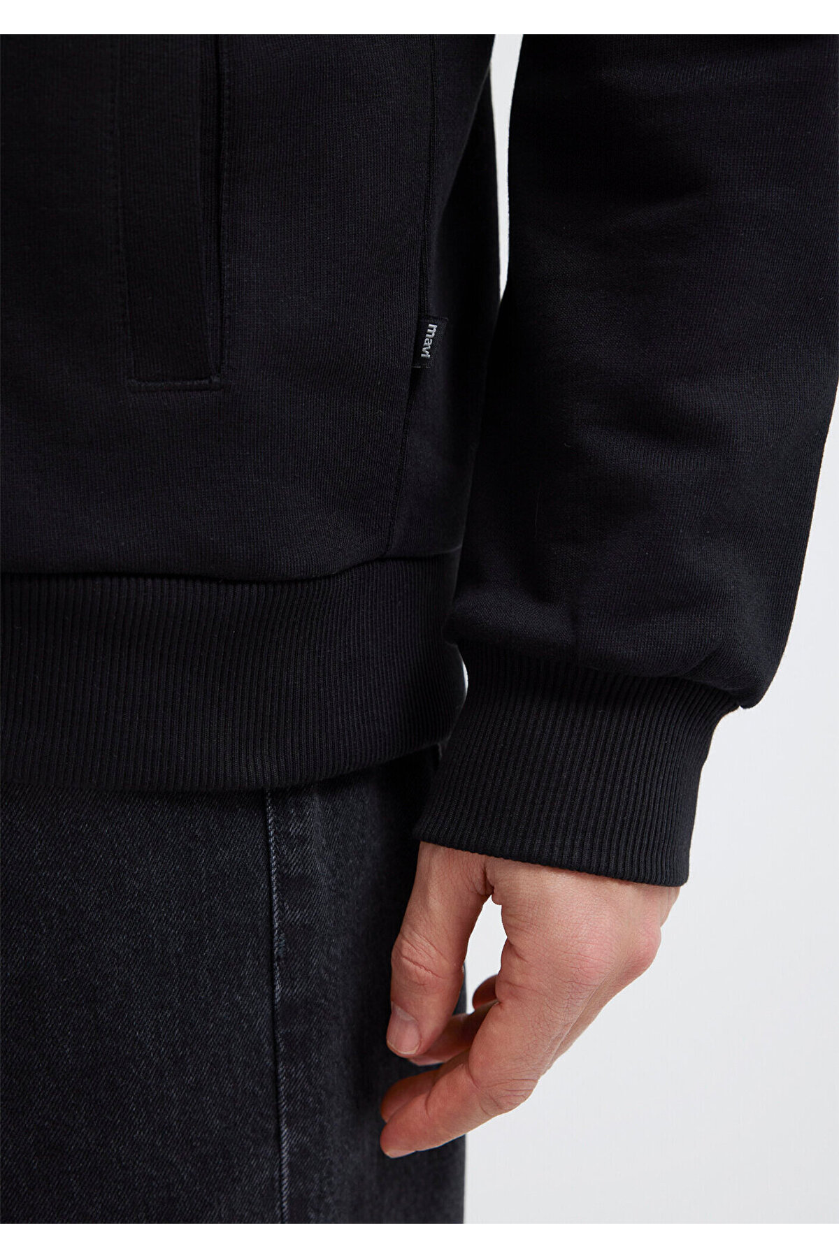 Mavi Kapüşonlu Fermuarlı Siyah Basic Sweatshirt 0S10423-900 görsel 7