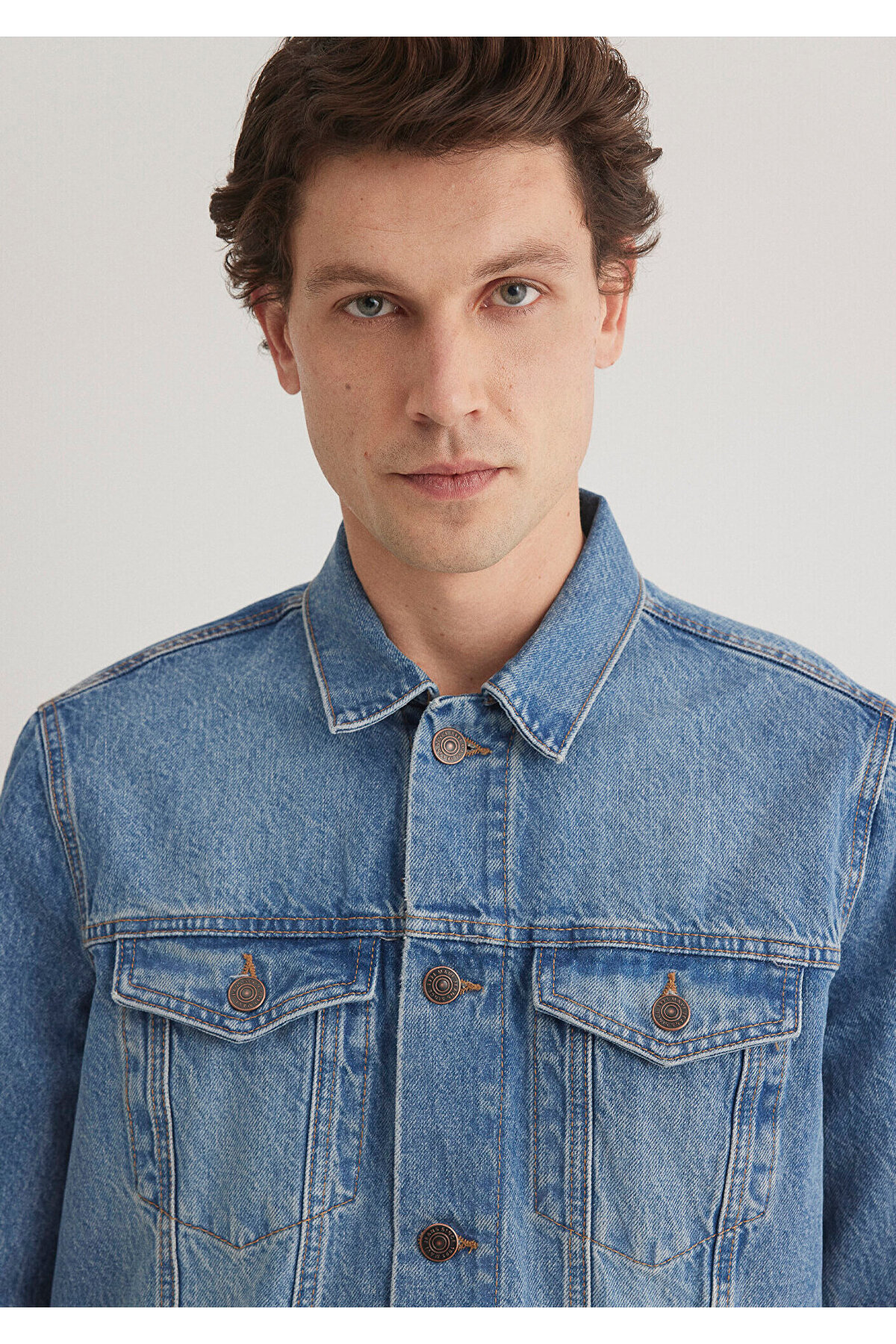Mavi Drake Classic Denim Puslu Indigo Mavi Jean Ceket 010143-89136 görsel 7