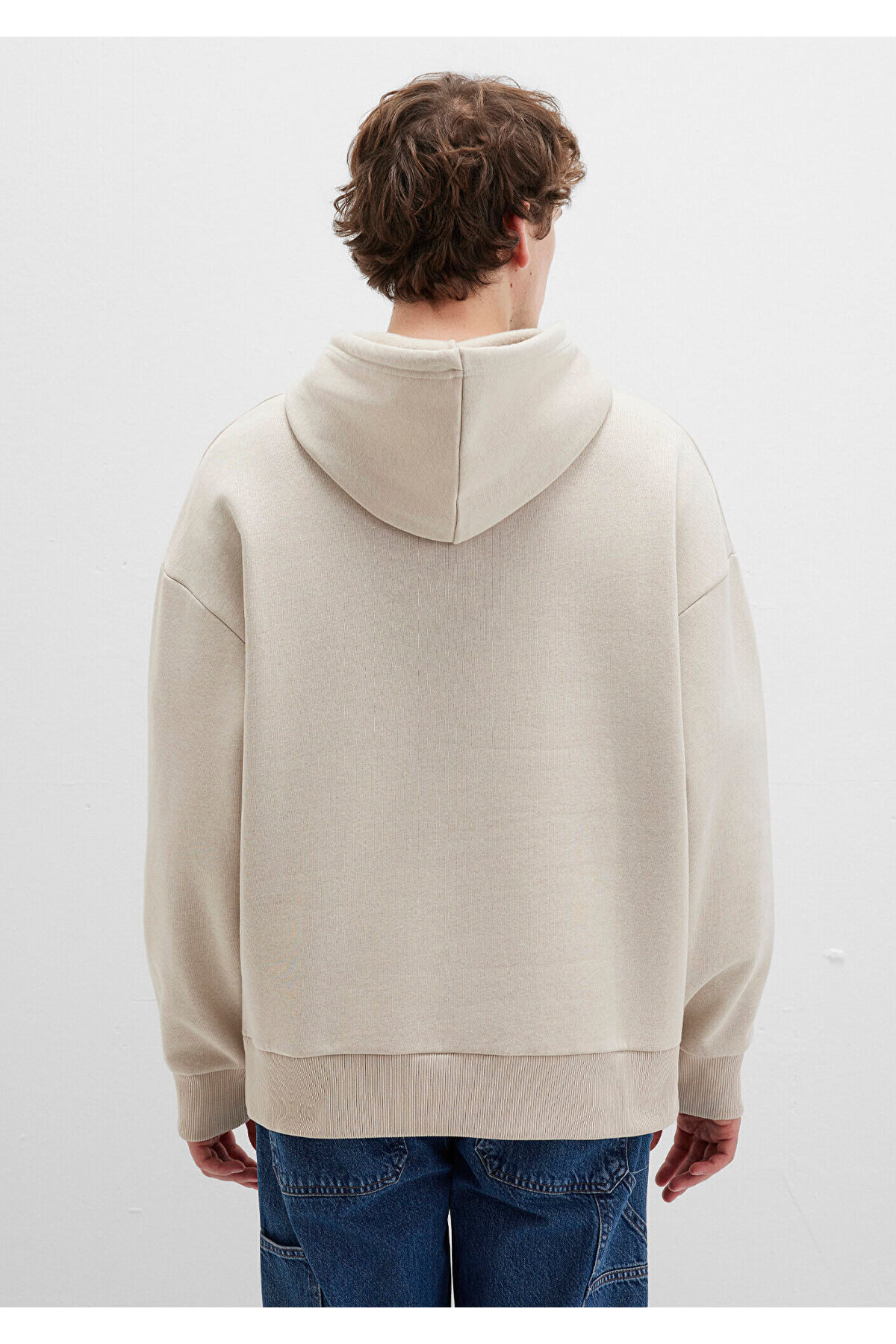 Mavi Logo Baskılı Kapüşonlu Bej Sweatshirt 067149-70004 görsel 5