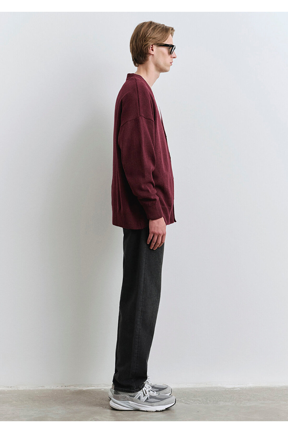 Mavi M Baskılı Bordo Hırka Oversize / Geniş Kesim 0710288-70414 görsel 7