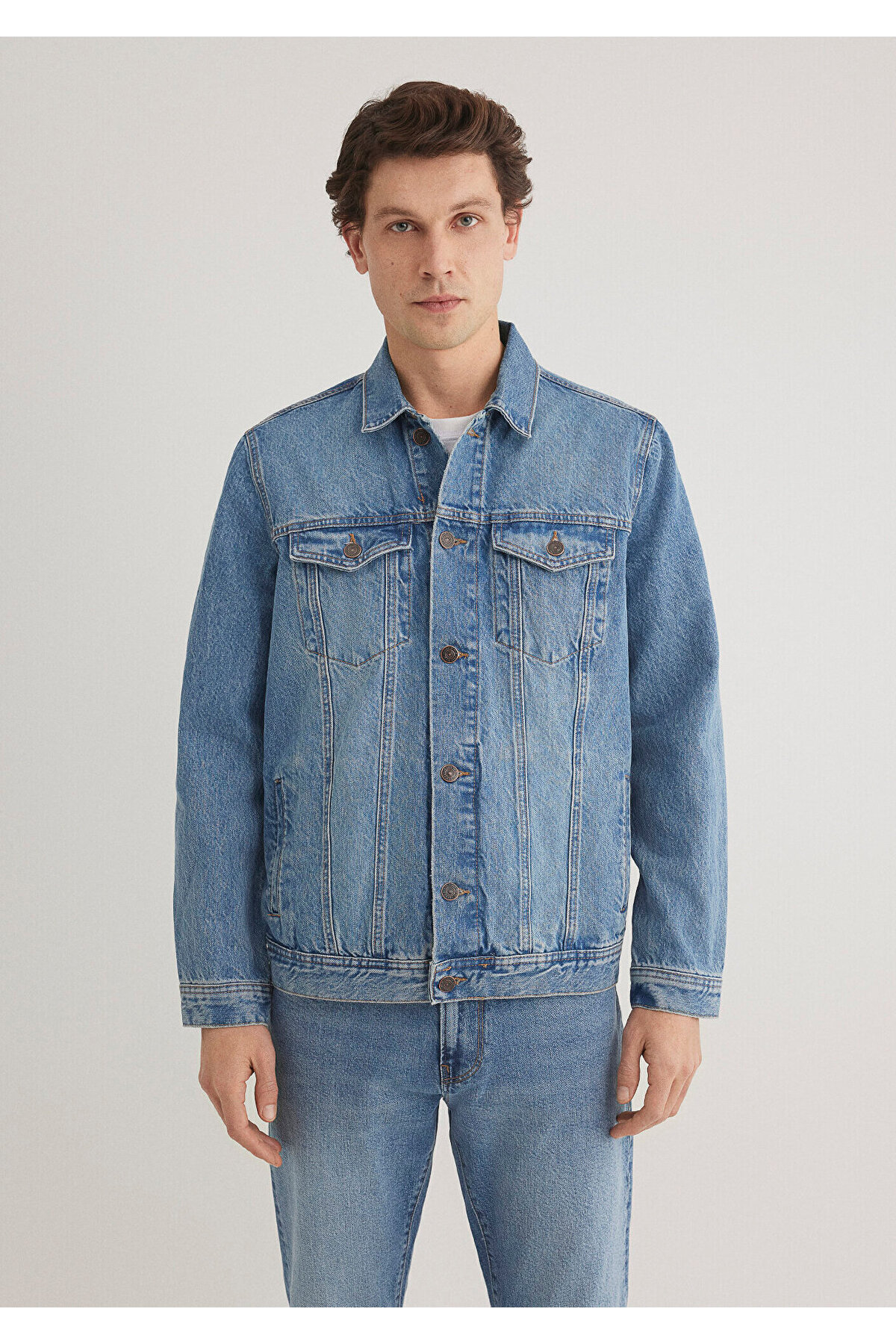 Mavi Drake Classic Denim Puslu Indigo Mavi Jean Ceket 010143-89136 görsel 5