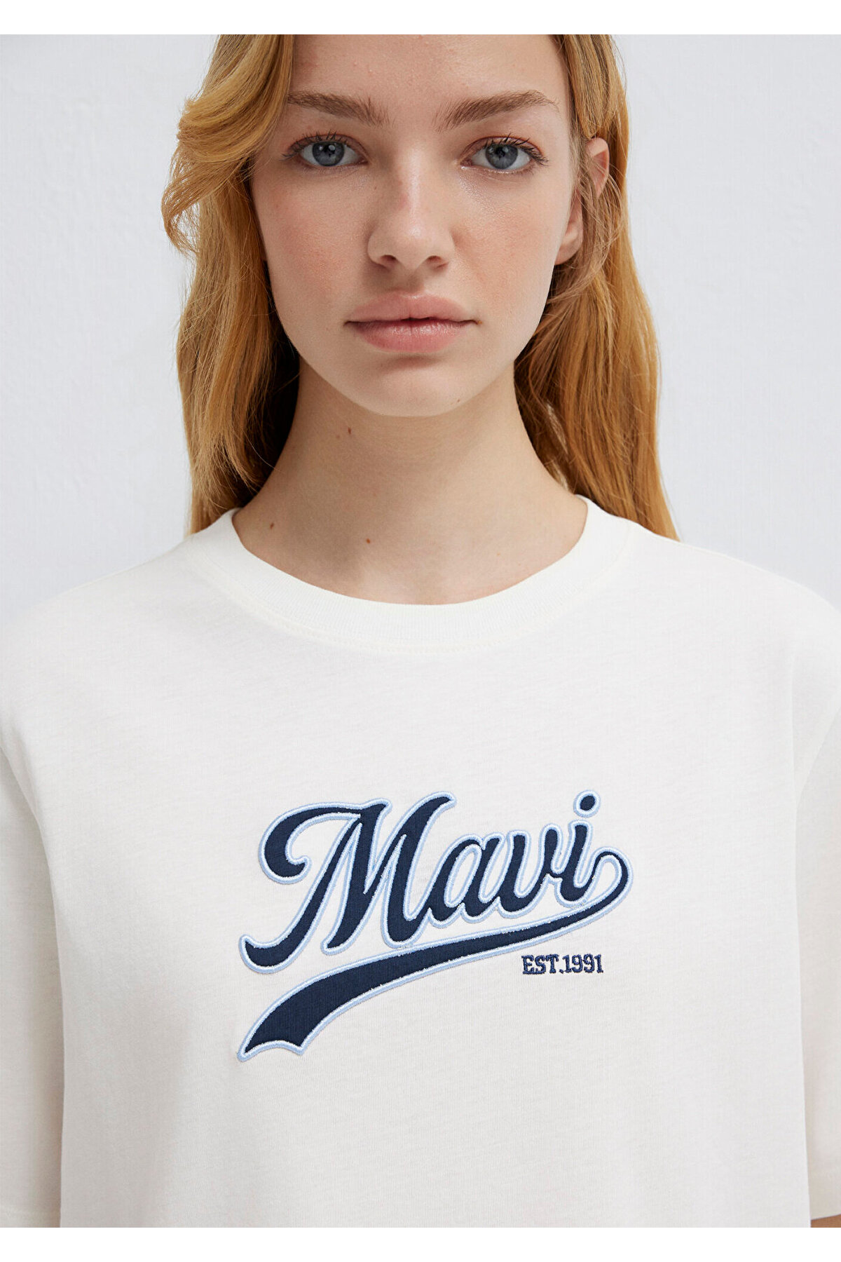Mavi Logo Baskılı Ekru Tişört Regular Fit / Normal Kesim 1613565-80194 görsel 6