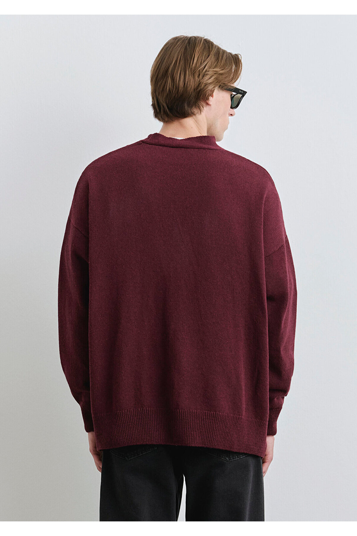 Mavi M Baskılı Bordo Hırka Oversize / Geniş Kesim 0710288-70414 görsel 6