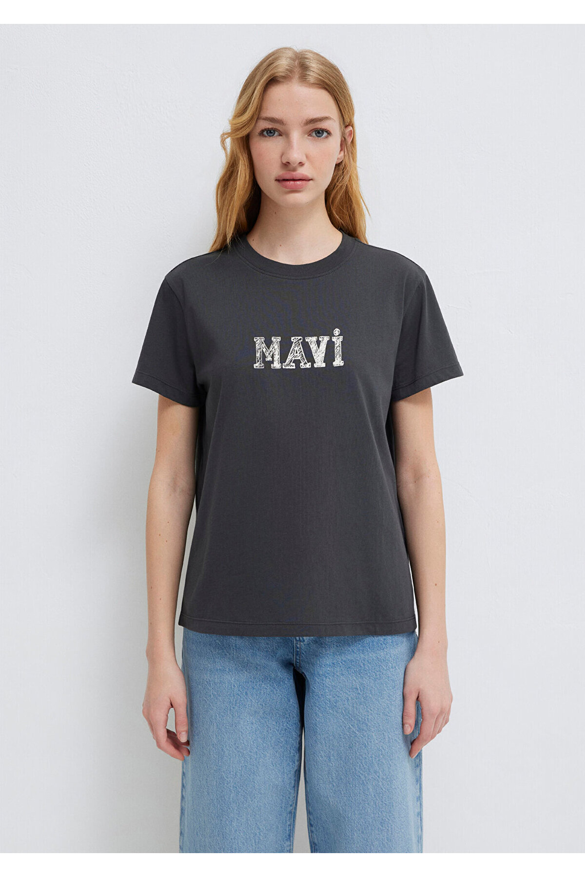 Mavi Baskılı Antrasit Tişört Regular Fit / Normal Kesim 1612232-34853 görsel 3