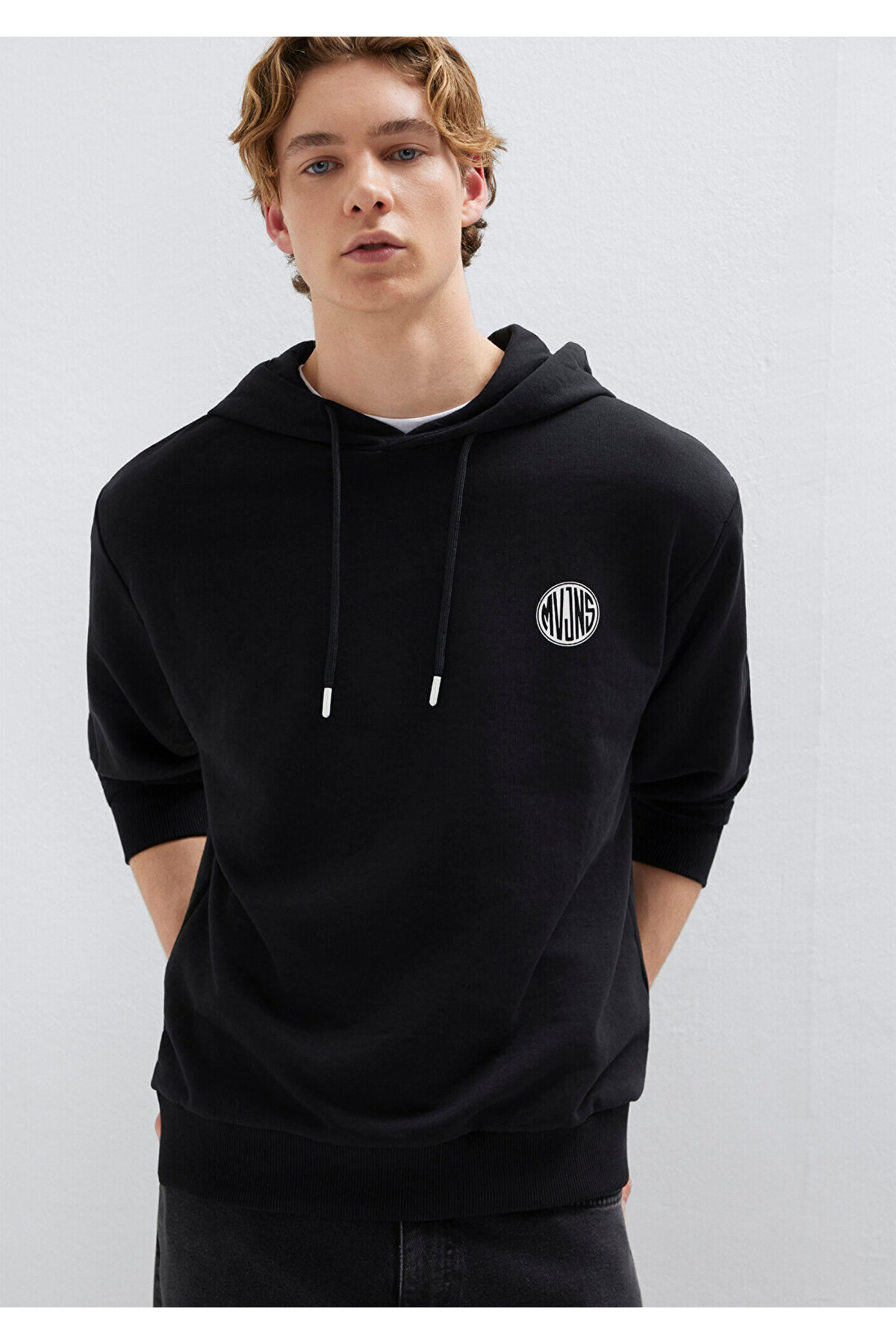 Mavi MVJNS Logo Baskılı Kapüşonlu Siyah Sweatshirt 0611786-900 görsel 3