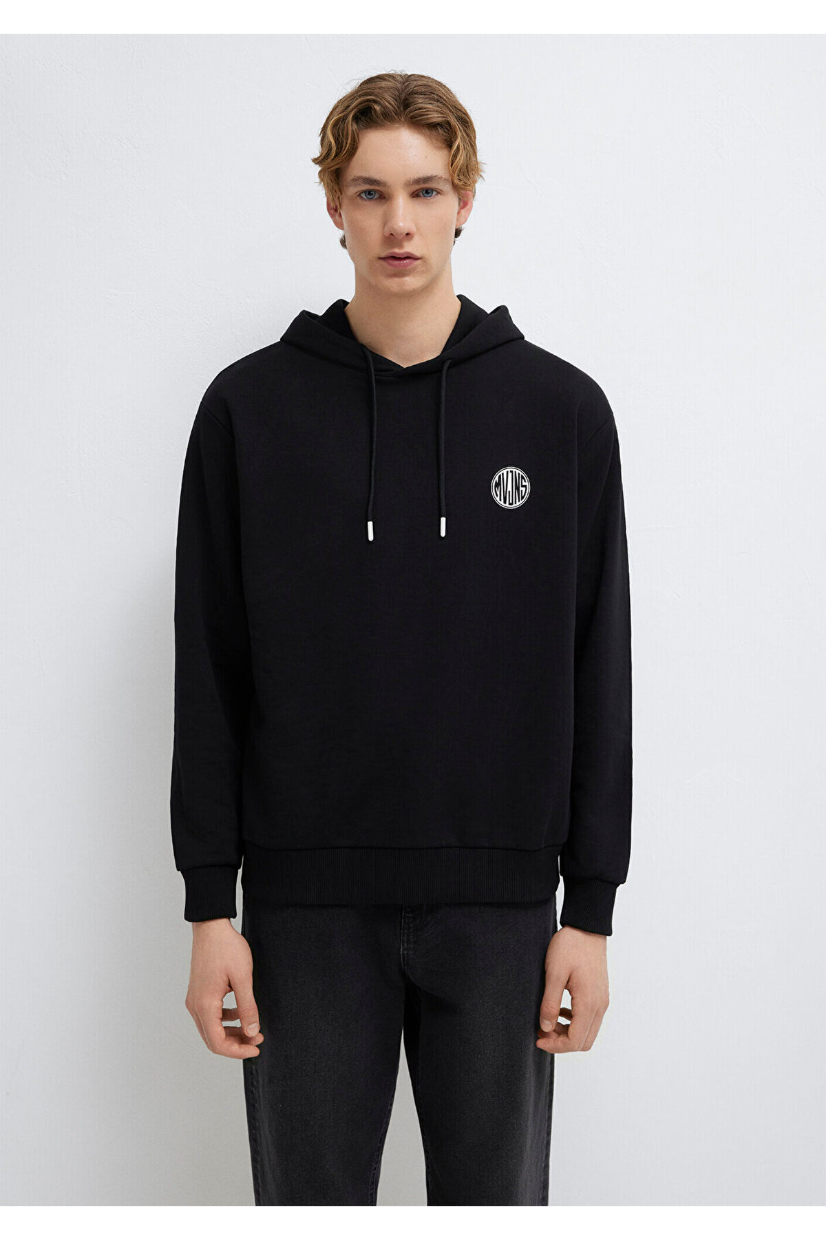 Mavi MVJNS Logo Baskılı Kapüşonlu Siyah Sweatshirt 0611786-900 görsel 4