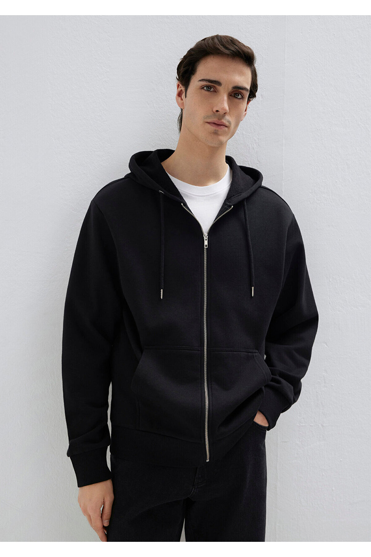 Mavi Kapüşonlu Fermuarlı Siyah Basic Sweatshirt 0S10277-900 görsel 3
