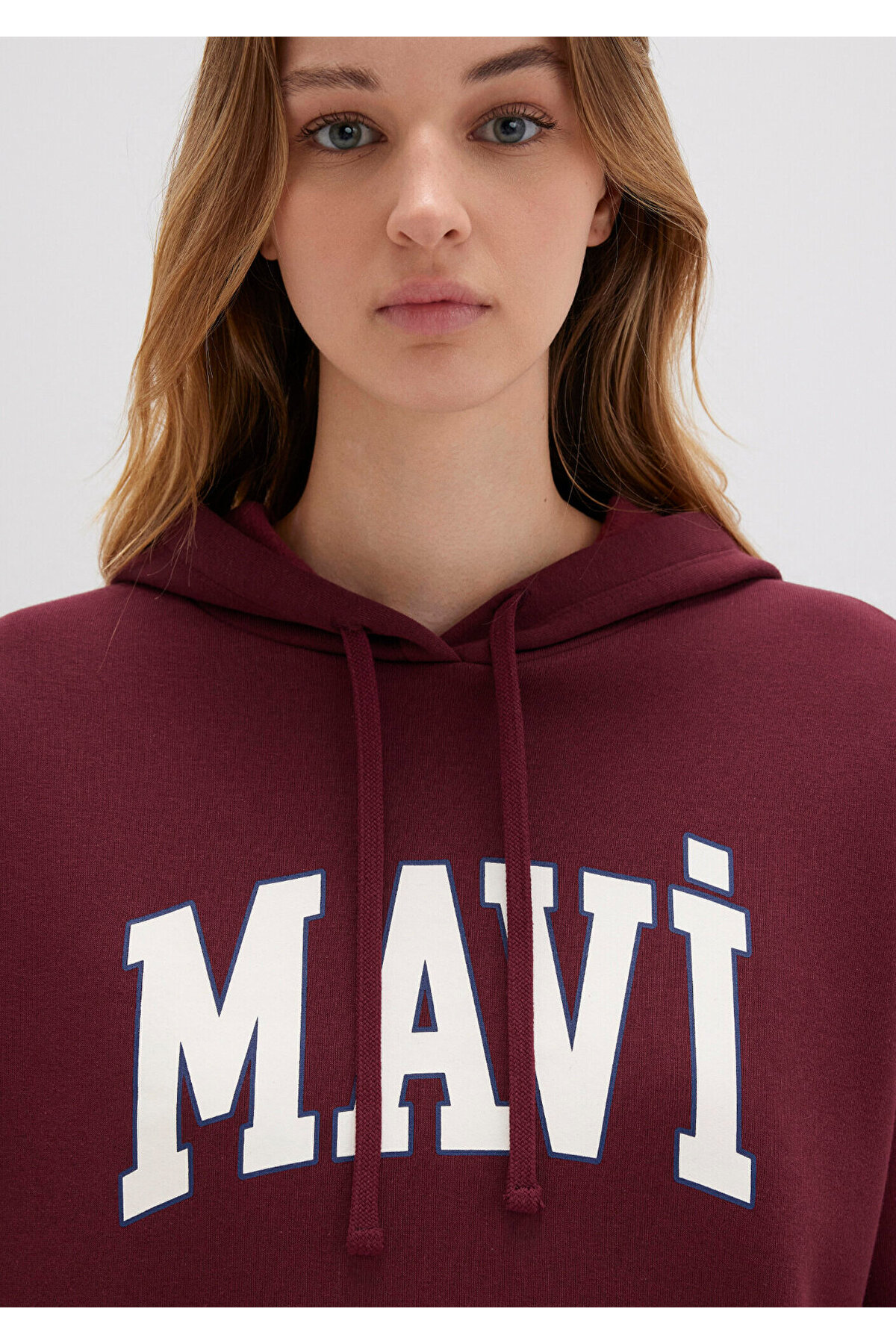 Mavi Logo Baskılı Kapüşonlu Bordo Sweatshirt 1600361-85493 görsel 6