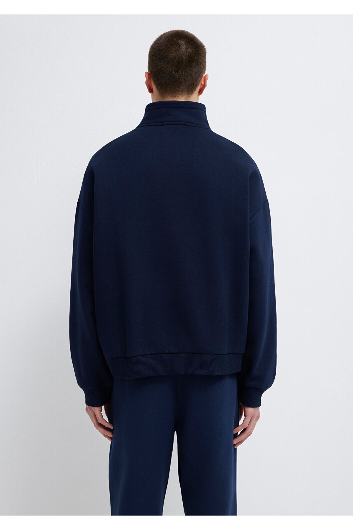Mavi Logo Baskılı Yarı Fermuarlı Lacivert Sweatshirt 0S10208-70497 görsel 5