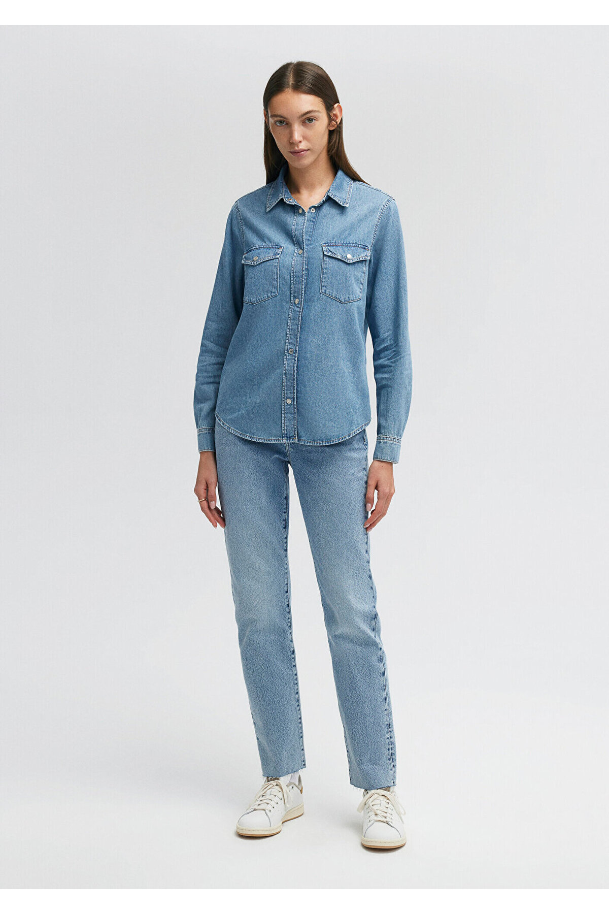 Mavi Merida Classic Denim Indigo Mavisi Jean Gömlek Fitted / Vücuda Oturan Kesim 1210662-86492 görsel 2