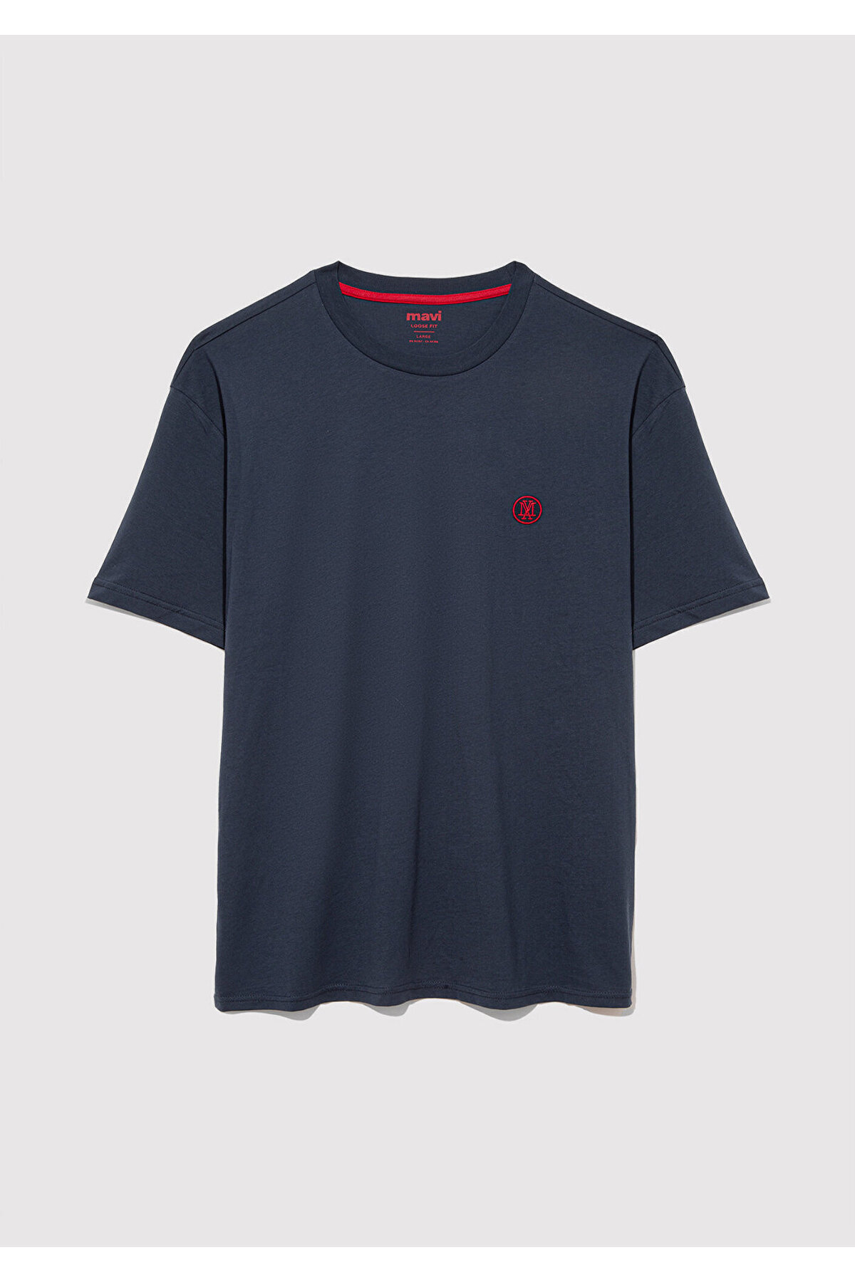 Mavi 2li Mühür Logo İşlemeli Erkek Basic Tişört Loose Fit / Bol Rahat Kesim 0612545-620 görsel 6