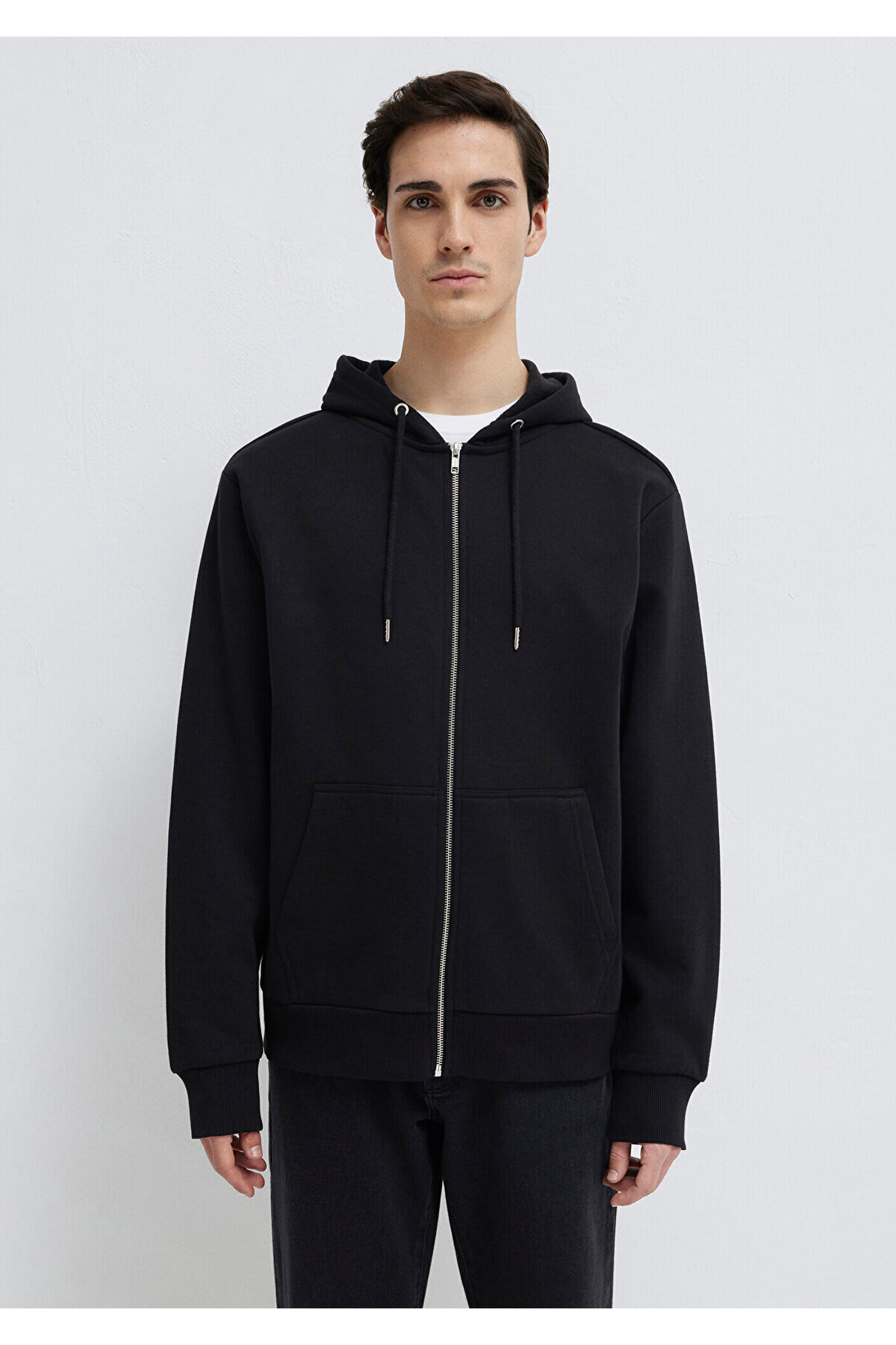 Mavi Kapüşonlu Fermuarlı Siyah Basic Sweatshirt 0S10277-900 görsel 4