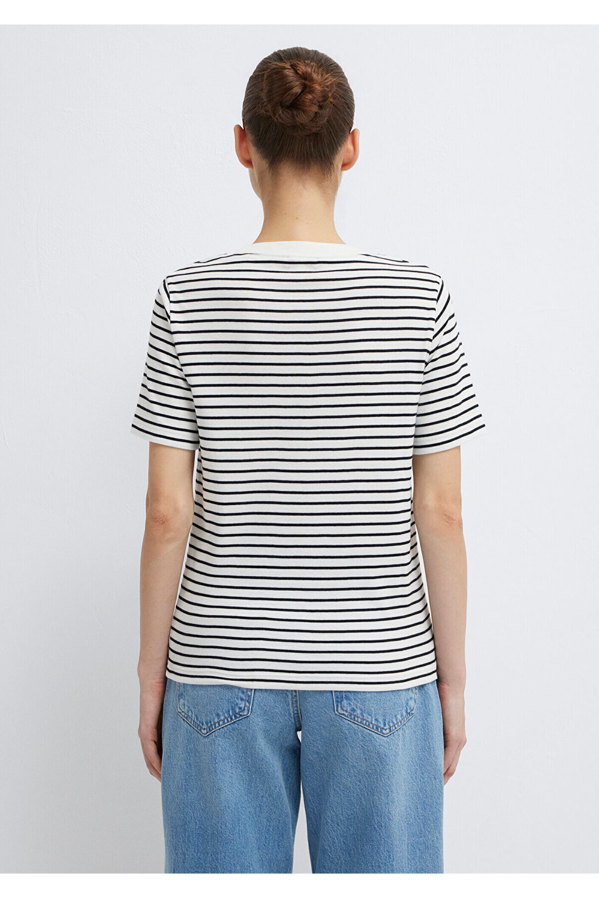 Mavi Siyah Çizgili Tişört Regular Fit / Normal Kesim 1611653-85143 görsel 5