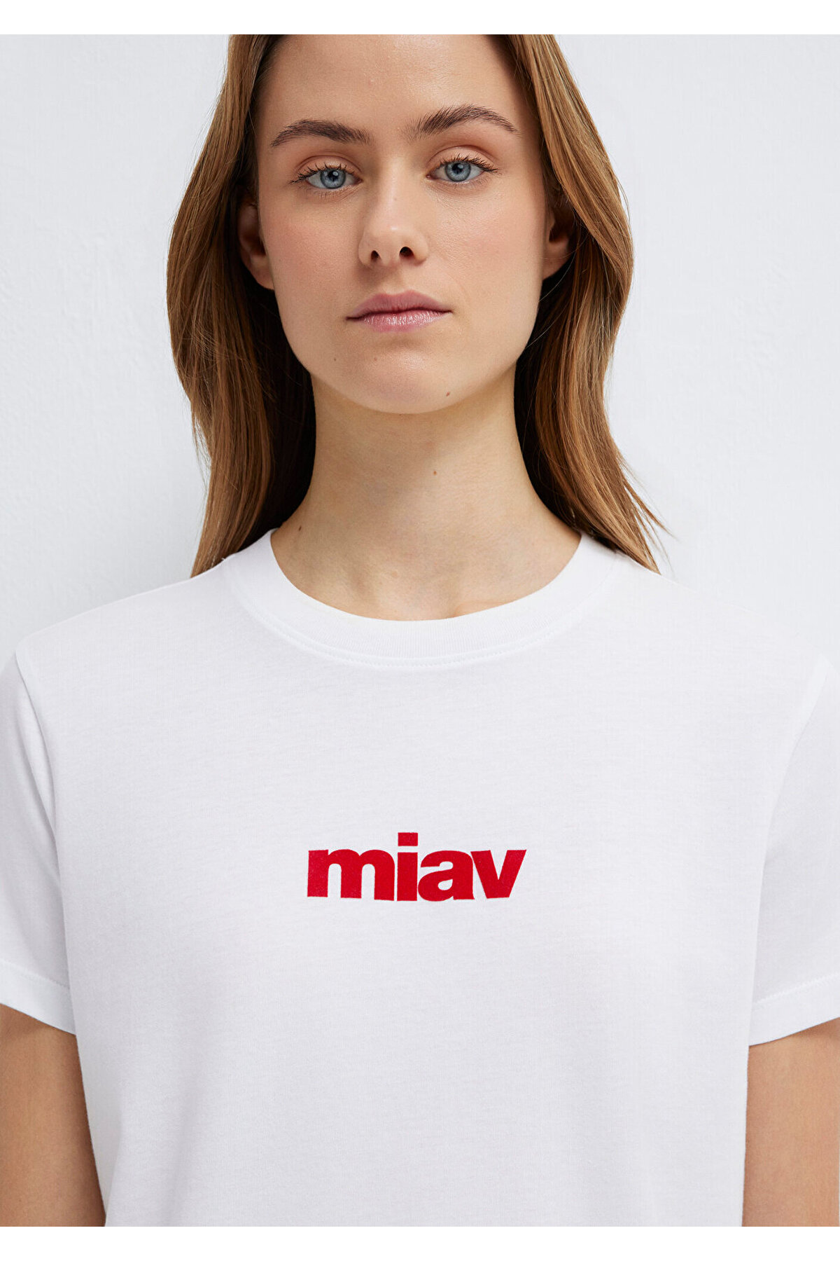 Mavi Kırmızı Miav Baskılı Beyaz Tişört Regular Fit / Normal Kesim 1610622-86417 görsel 7