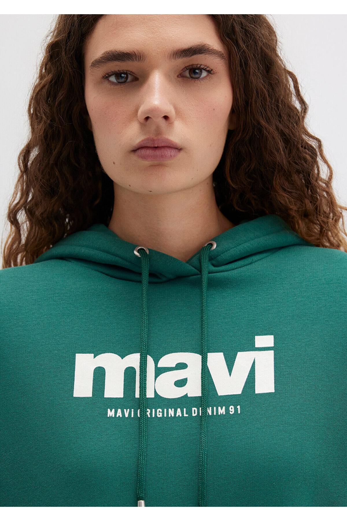 Mavi Logo Baskılı Kapüşonlu Yeşil Sweatshirt 168334-71874 görsel 5