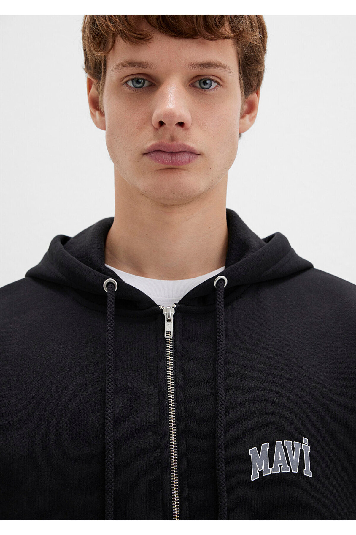 Mavi Logo Baskılı Kapüşonlu Fermuarlı Siyah Sweatshirt 0611715-900 görsel 5