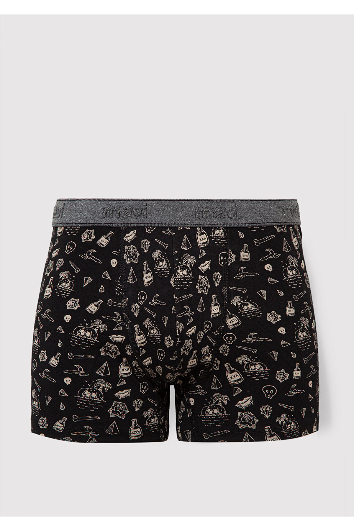Mavi Baskılı Siyah Boxer 091719-900