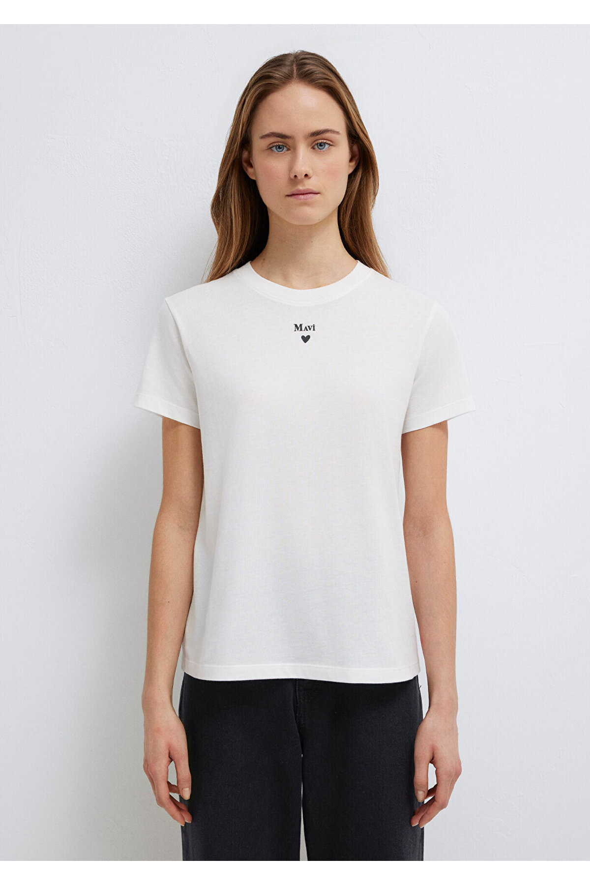 Mavi Logo Baskılı Beyaz Tişört Semi Slim Fit / Yarı Dar Kesim 1601185-33389 görsel 5
