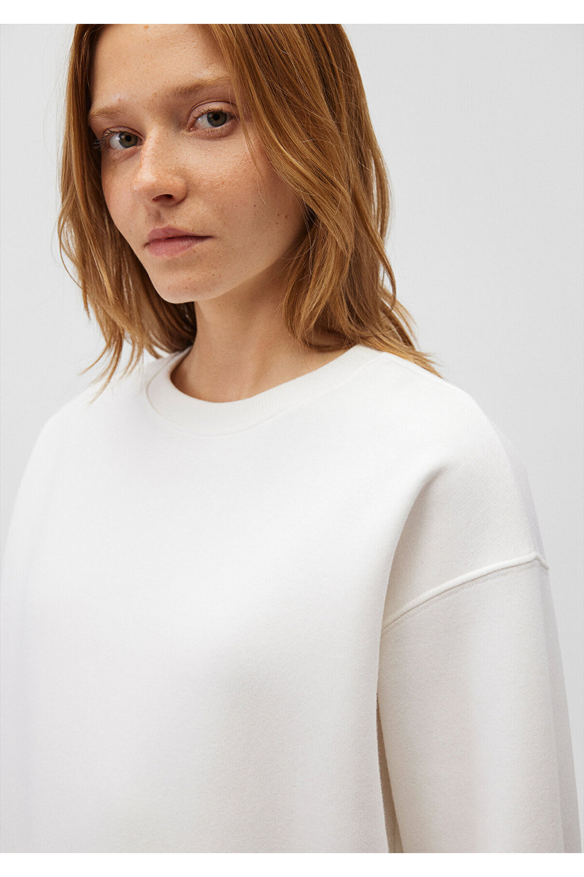 Mavi Bisiklet Yaka Beyaz Basic Sweatshirt 1610198-70057 görsel 6