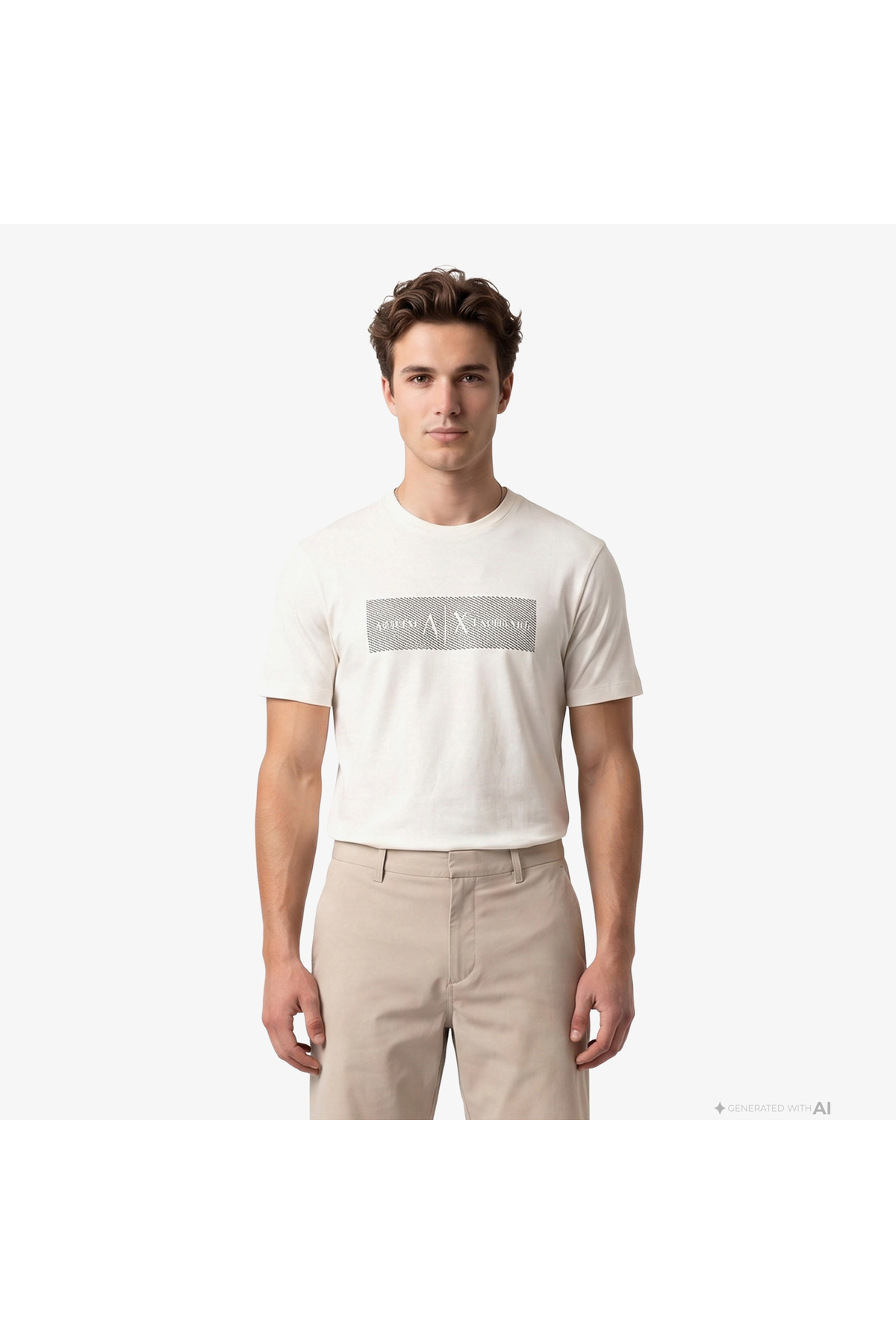 تی‌شرت کرم رنگ مردانه آرمانی اکسچنج تی شرت Armani Exchange