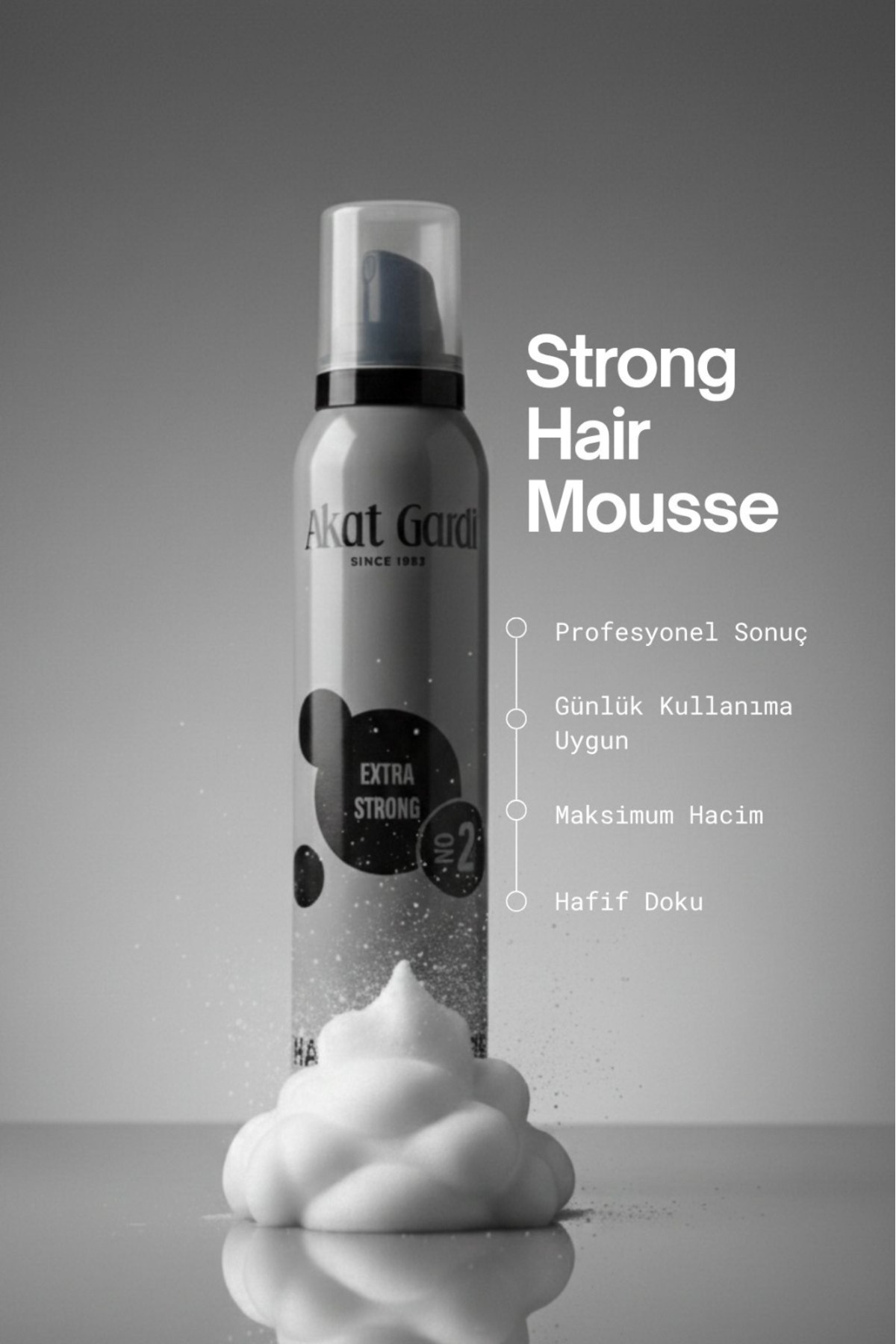 Komple Saç Şekillendirme Paketi Extra Strong No:2(Gri) Saç Spreyi/Saç Köpüğü/Saç Şekillendirici Wax — 3LÜPAKETGRİ — تصویر 3 از 4