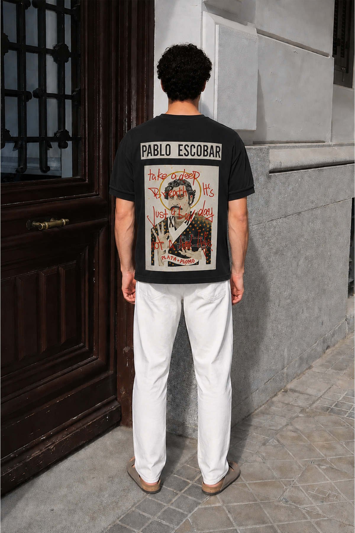 king brich Kingbrich Pablo Escobar nyomott Slim Fit Mold férfi póló