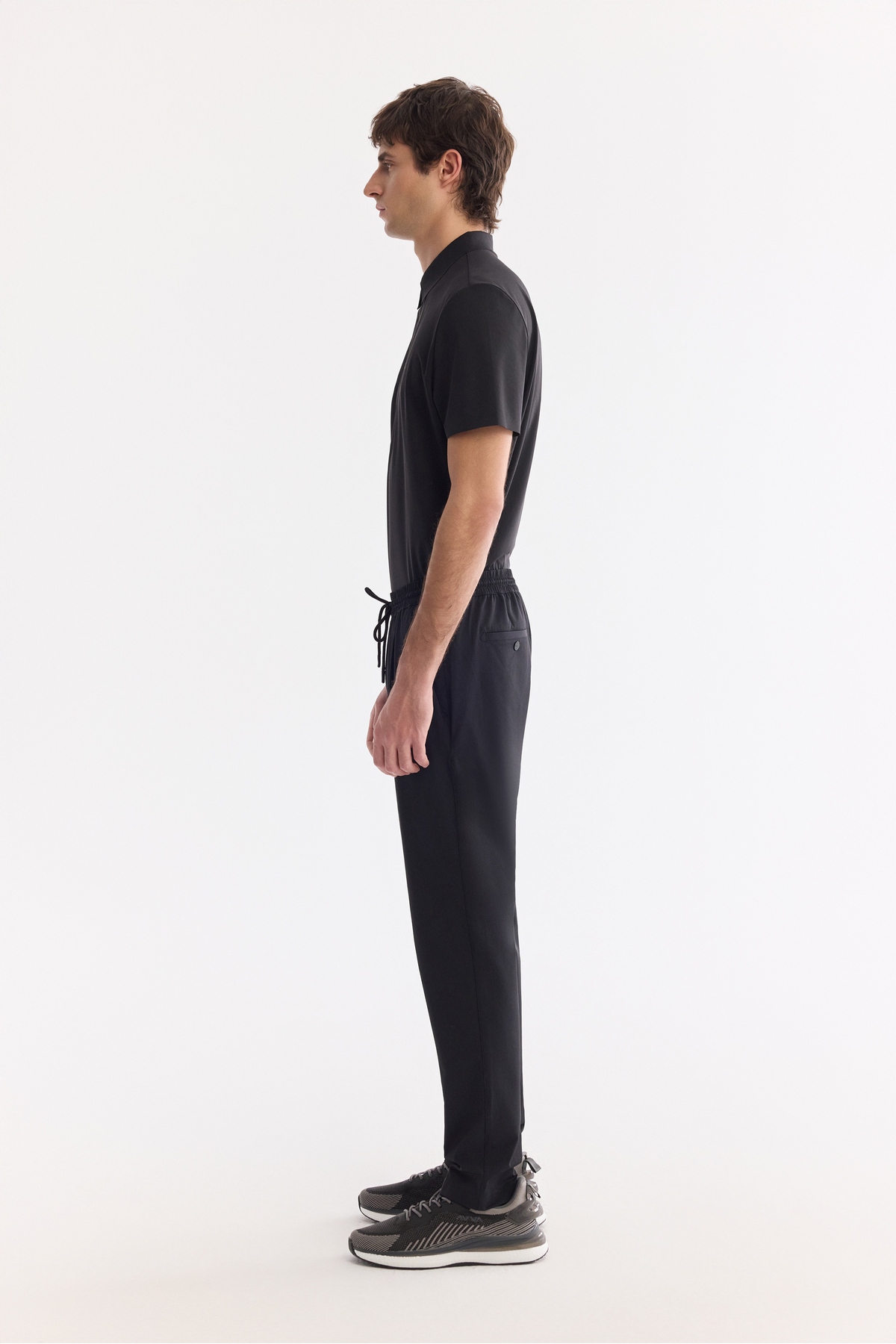 Avva Erkek Siyah Beli Lastikli Bi-Stretch Hızlı Kuruyan Teknik Kumaş Relaxed Fit Jogger Pantolon A61Y3255 görsel 3