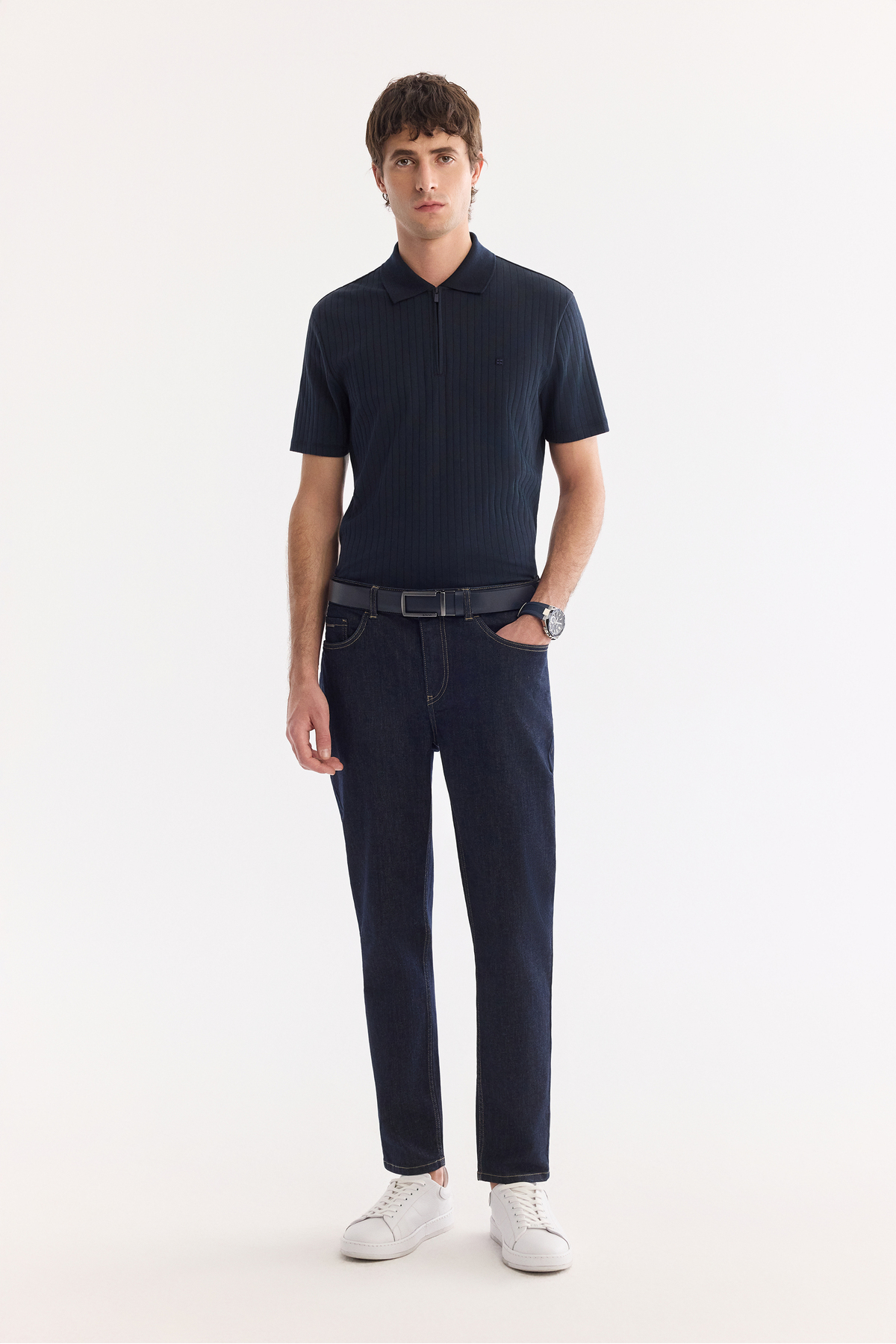 Avva Erkek İndigo Klasik Bel Eskitme Yıkamalı Elastan Madrid Comfort Slim Fit Jean Pantolon A61Y3509