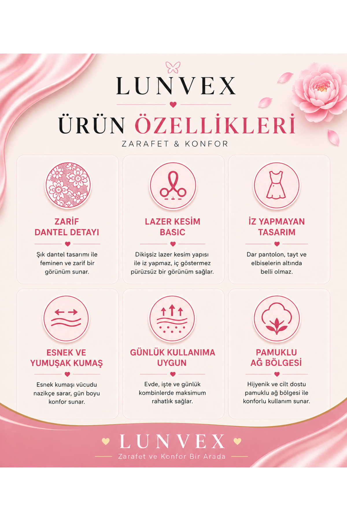 LUNVEX SİYAH KADIN DANTELLİ TÜL DETAYLI BREZİLYA KÜLOT görsel 6