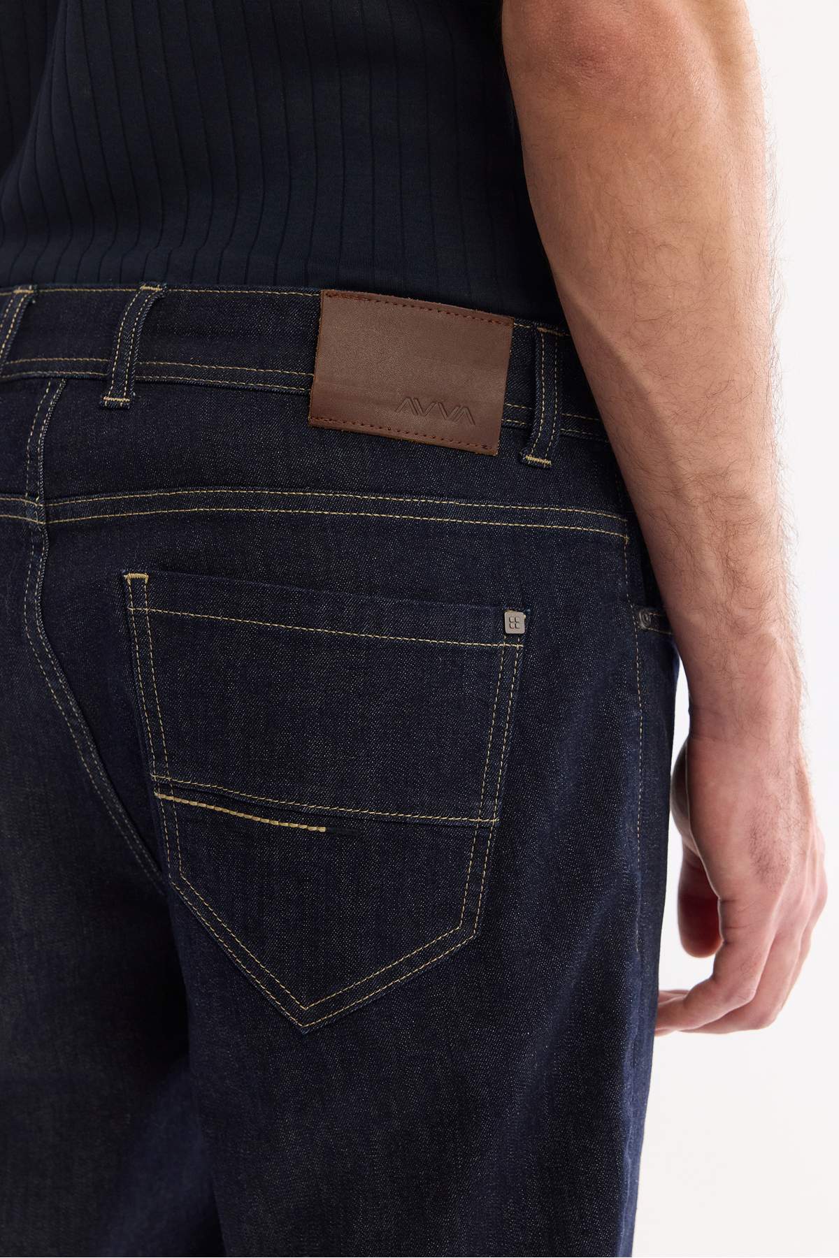 Avva Erkek İndigo Klasik Bel Eskitme Yıkamalı Elastan Madrid Comfort Slim Fit Jean Pantolon A61Y3509 görsel 6