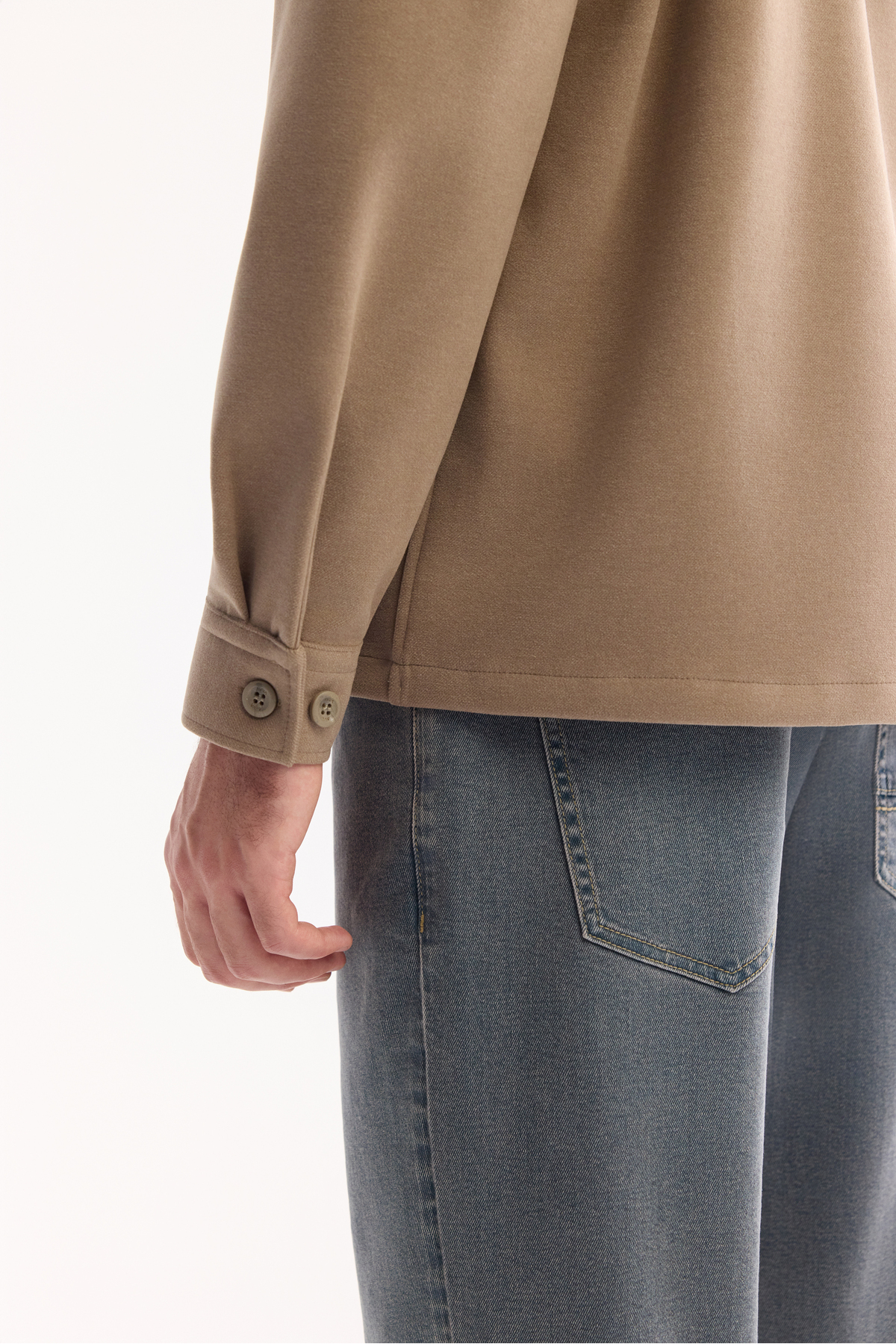 Avva Erkek Vizon Klasik Yaka Jersey Comfort Fit Gömlek Ceket A52Y2043 görsel 6