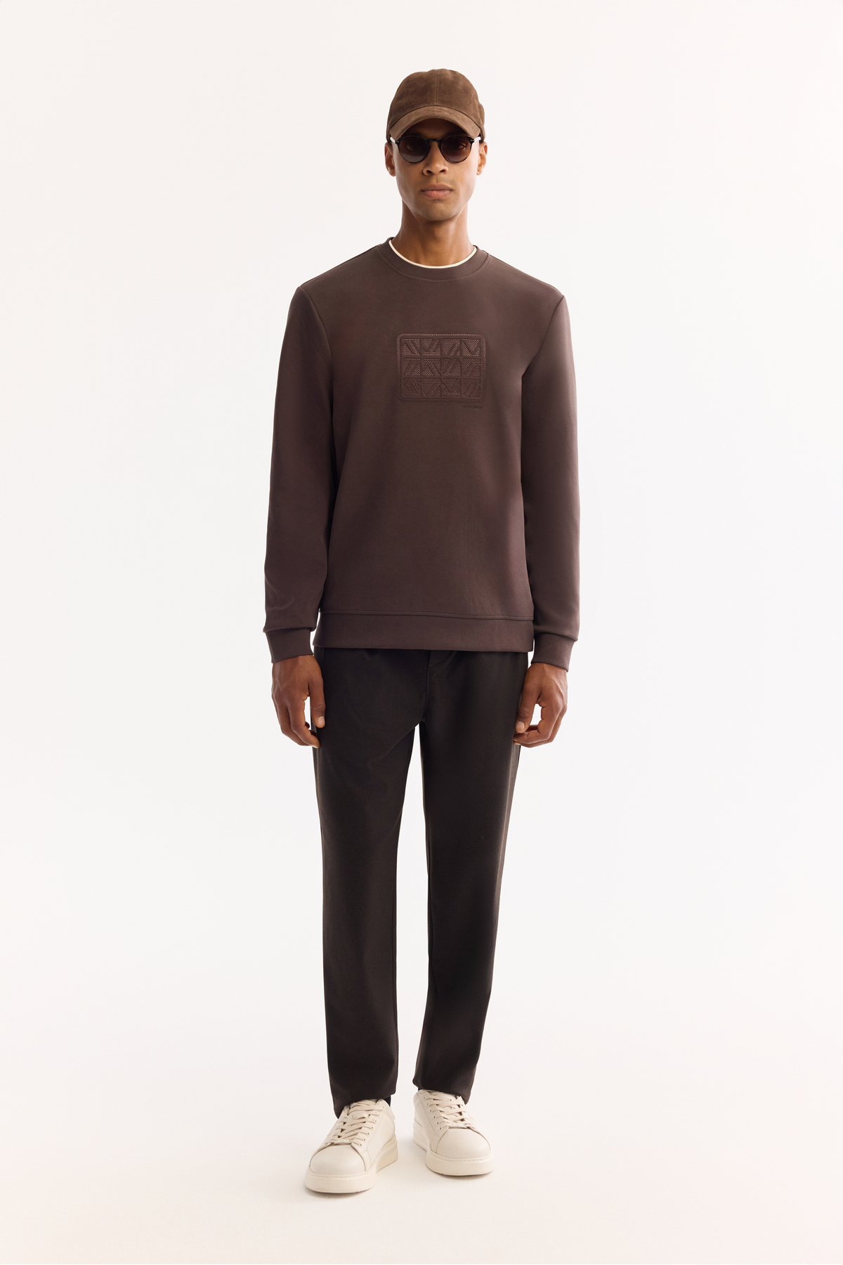 Avva Erkek Kahve Bisiklet Yaka Pamuklu Bi-Stretch Baskılı Regular Fit Sweatshirt A52Y1289 görsel 6
