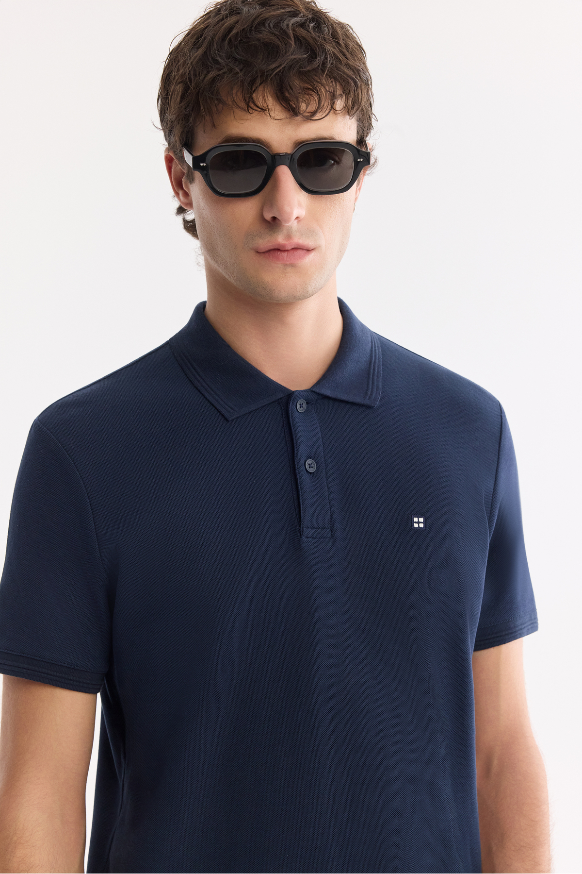 Avva Erkek Lacivert Kıvrılmaz Polo Yaka %100 Pamuk Basic Regular Fit T-Shirt B001032 görsel 2