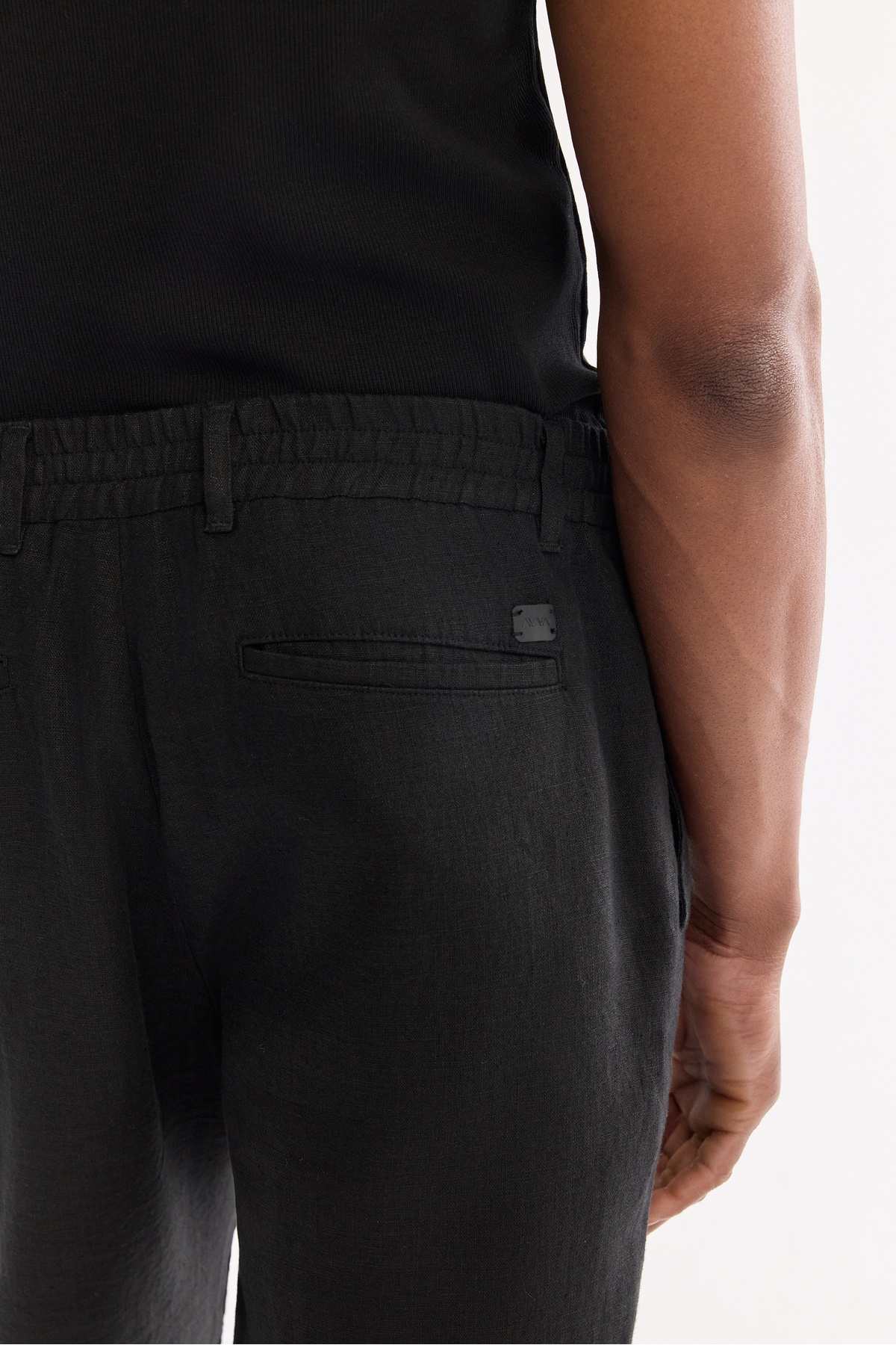 Avva Erkek Siyah Beli Lastikli %100 Keten Relaxed Fit Pantolon B003032 görsel 6