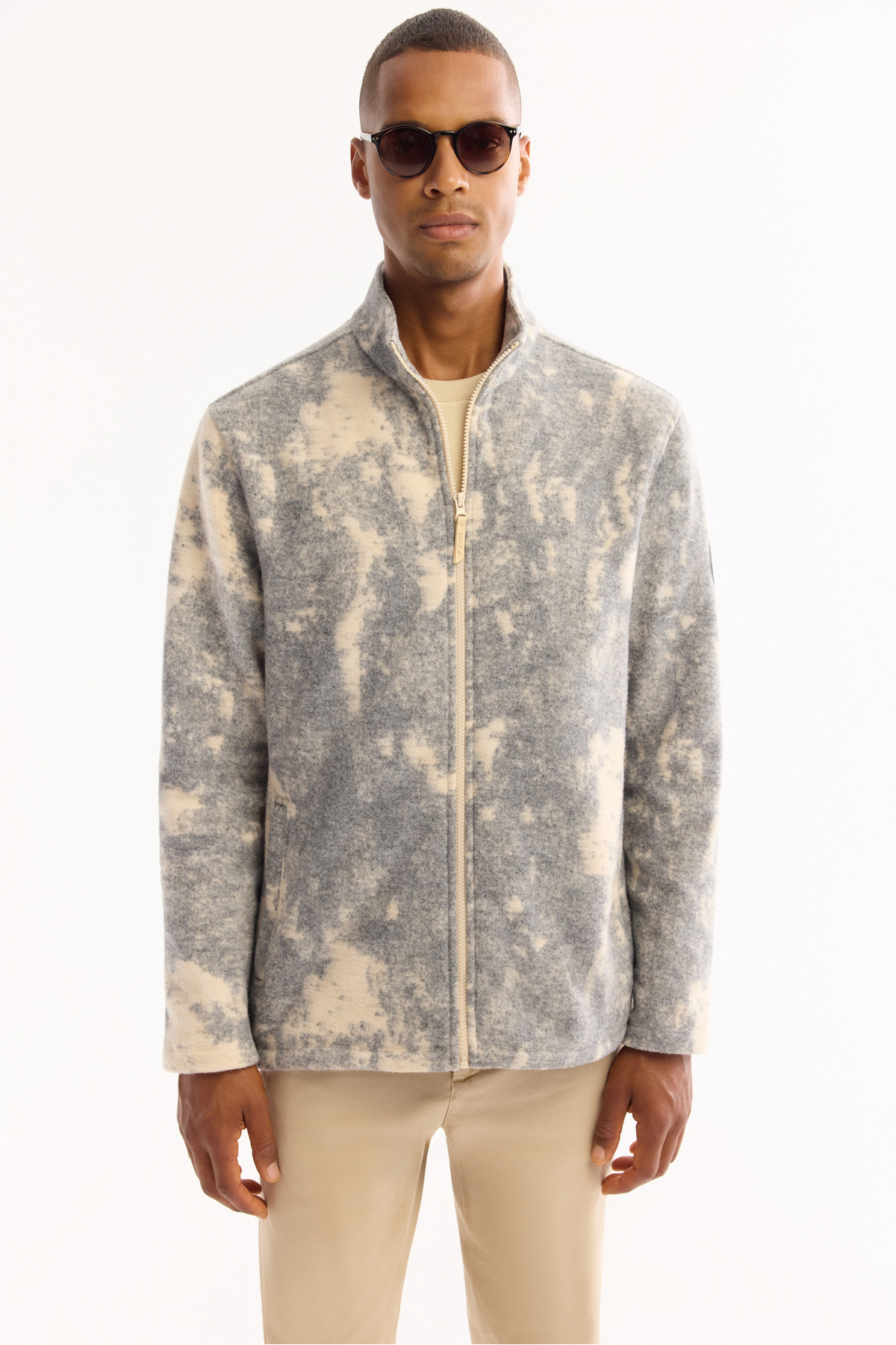 Avva Erkek Antrasit Dik Yaka Fermuarlı Soft Touch Desenli Polar Regular Fit Sweatshirt A52Y1206 görsel 3